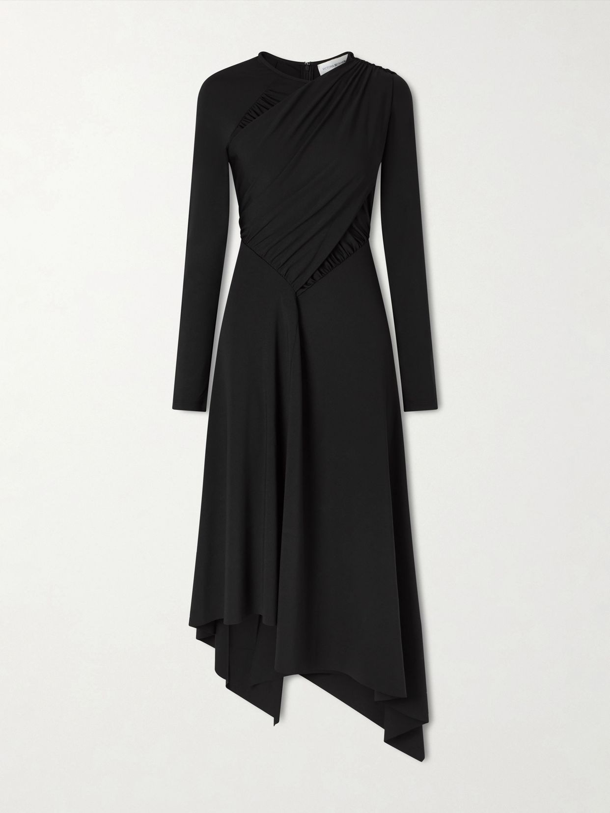 gathered crepe midi dress