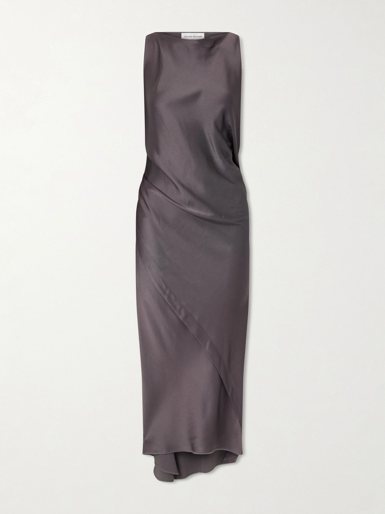 draped satin midi dress