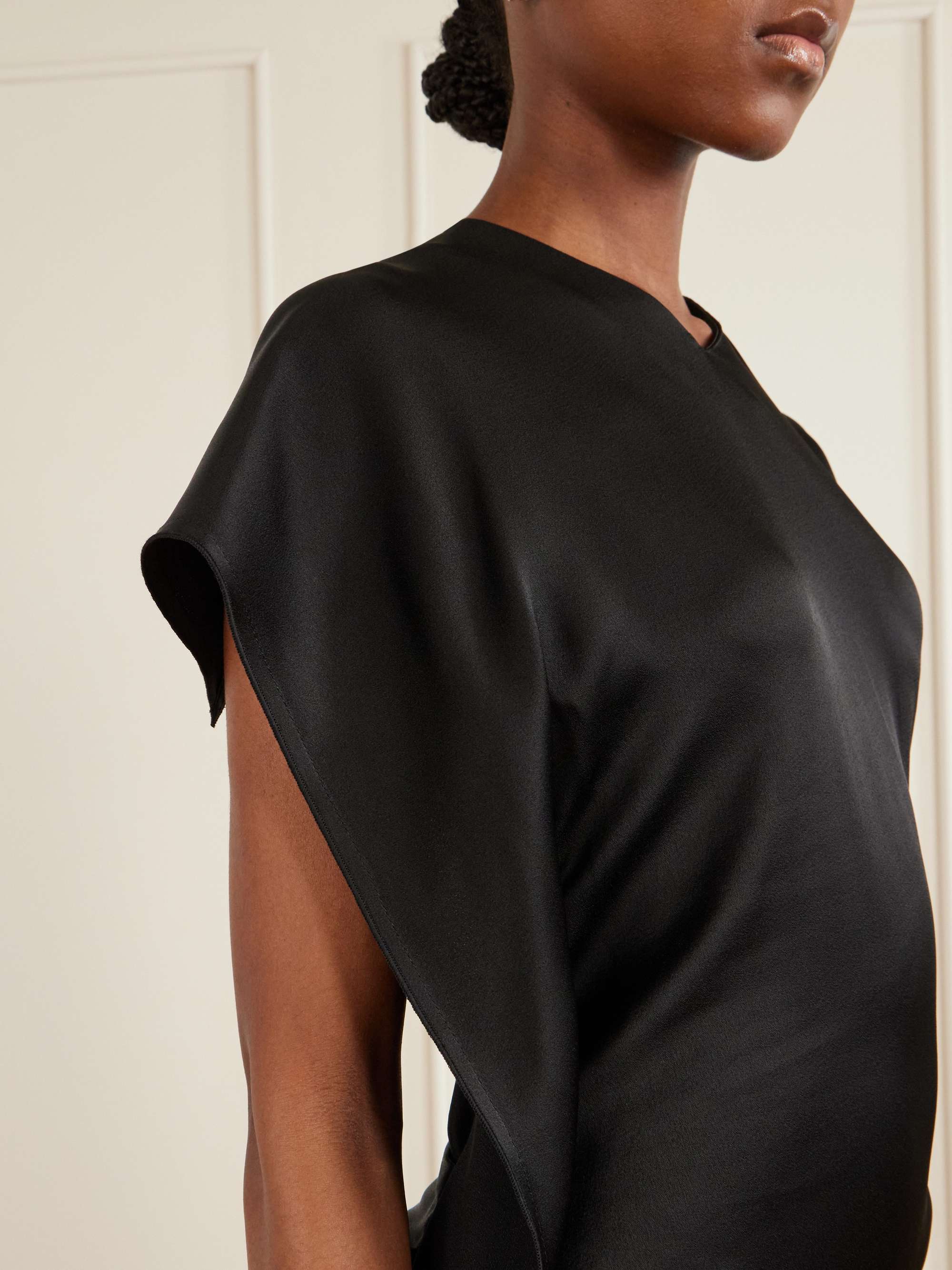 VICTORIA BECKHAM Victoria gathered satin midi dress | NET-A-PORTER