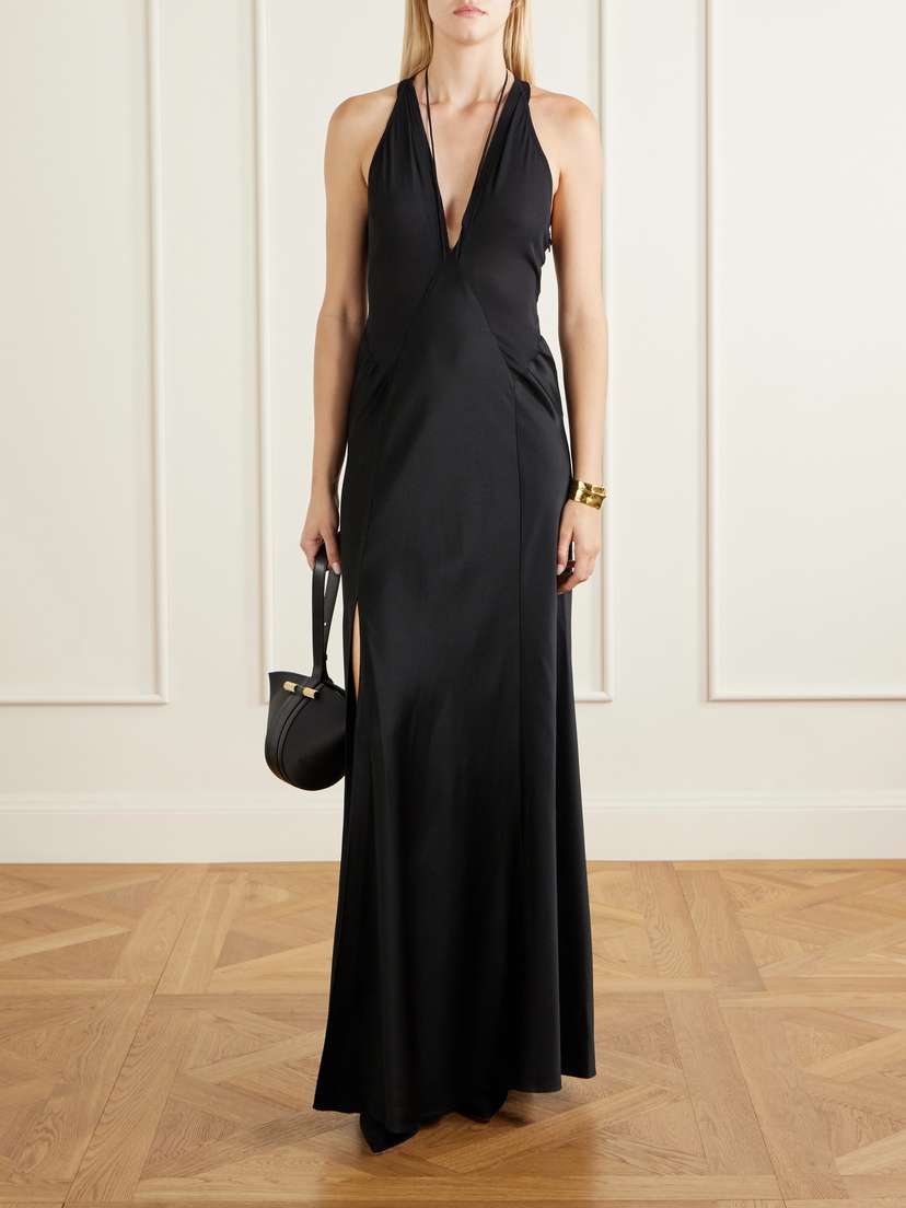 Victoria Beckham Paneled Satin Halterneck Gown | Thumbnail 2 Victoria Beckham Paneled Satin Halterneck Gown | Thumbnail 2