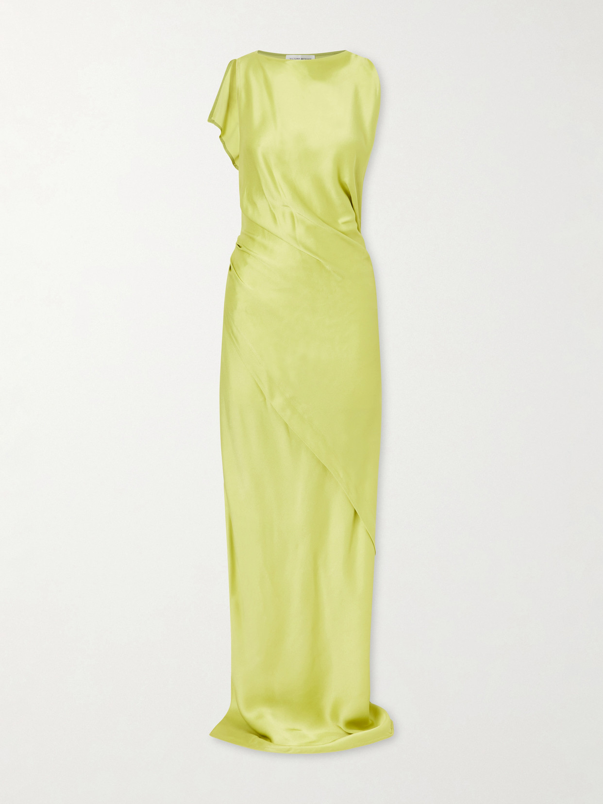 Victoria Beckham Satin Draped Gown In Green
