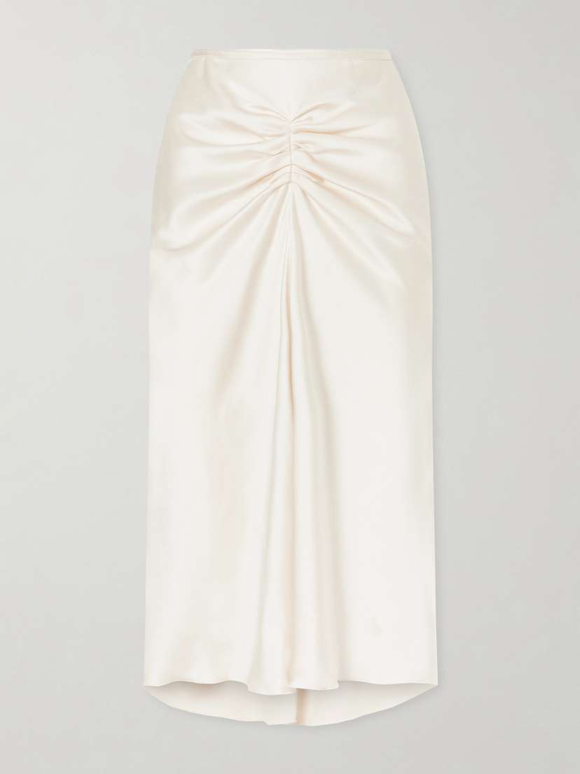 Victoria Beckham Bela Ruched Satin Midi Skirt | Thumbnail 5 Victoria Beckham Bela Ruched Satin Midi Skirt | Thumbnail 5
