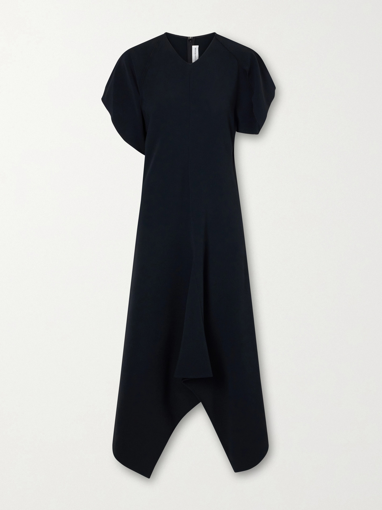 Victoria Beckham Draped Jersey Midi Dress In Black