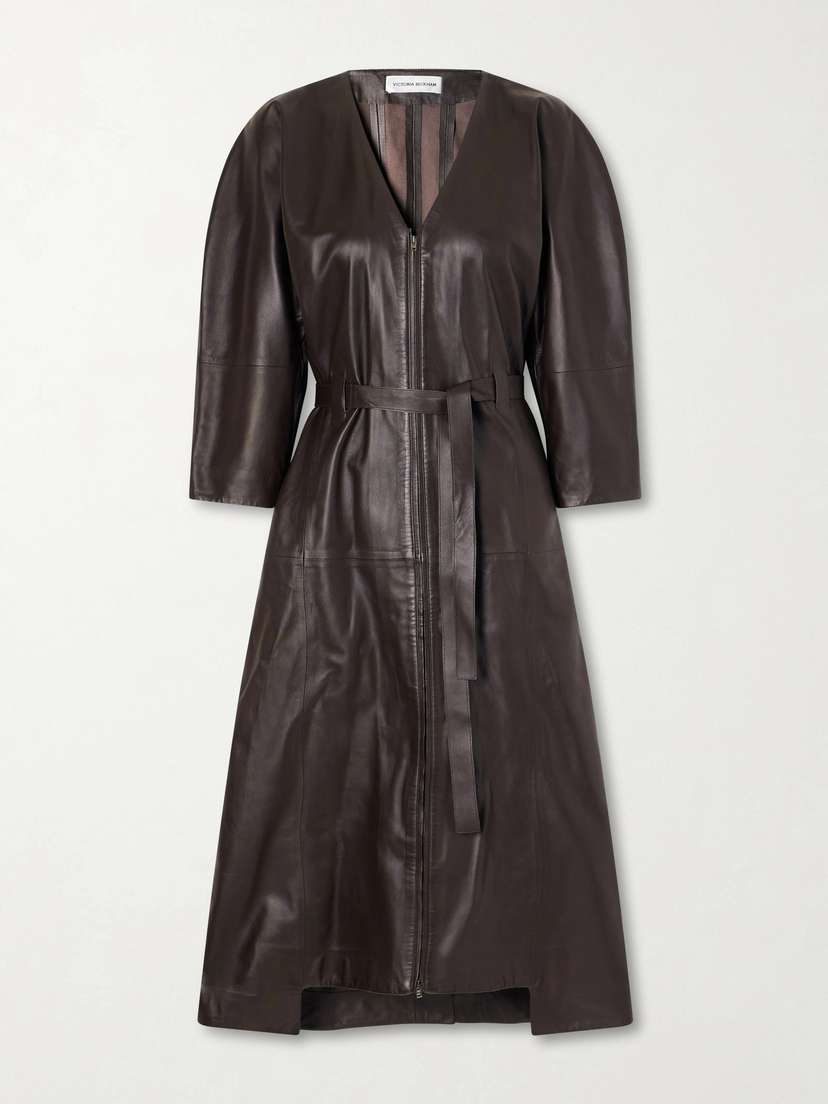 Victoria Beckham Dolman Belted Leather Midi Dress | Thumbnail 5 Victoria Beckham Dolman Belted Leather Midi Dress | Thumbnail 5