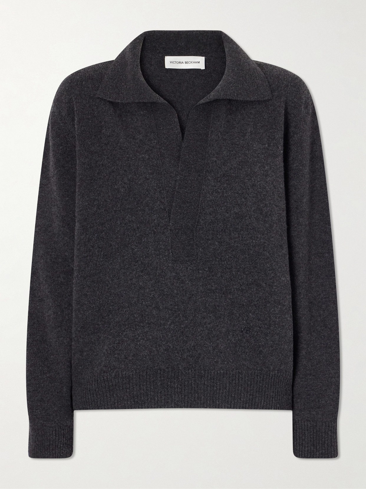 Victoria Beckham - Genevieve Wool And Cashmere Polo Sweater - Gray