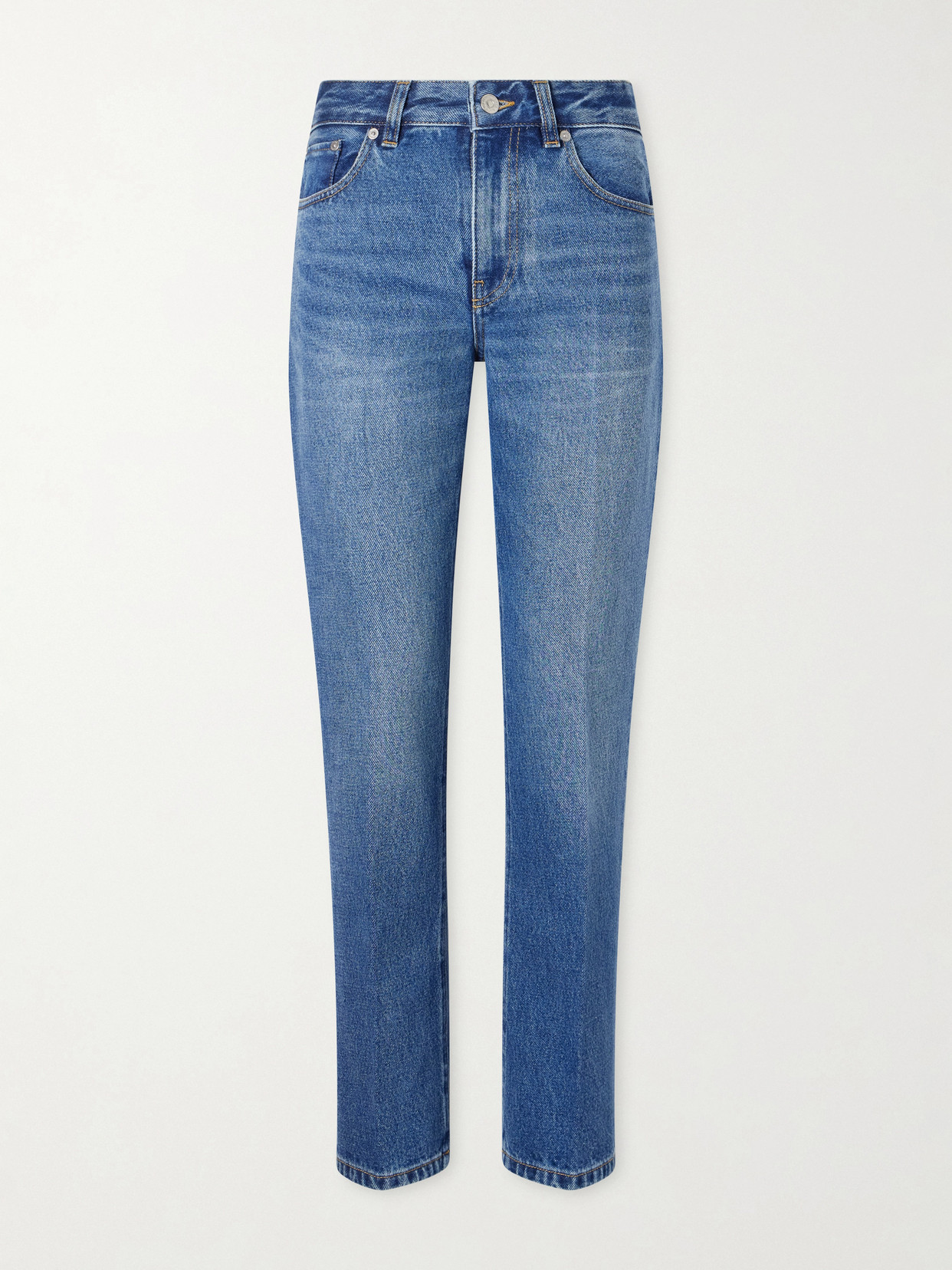Victoria Beckham Leather-trimmed Low-waist Flared Jeans In Blue