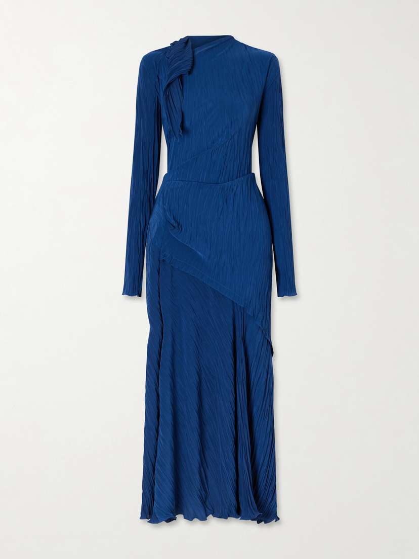 Victoria Beckham Draped Plissé-crepe Midi Dress | Thumbnail 5 Victoria Beckham Draped Plissé-crepe Midi Dress | Thumbnail 5
