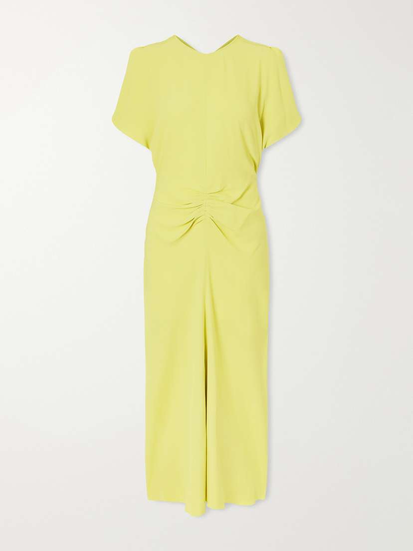 Victoria Beckham Bela Gathered Satin Midi Dress | Thumbnail 5 Victoria Beckham Bela Gathered Satin Midi Dress | Thumbnail 5