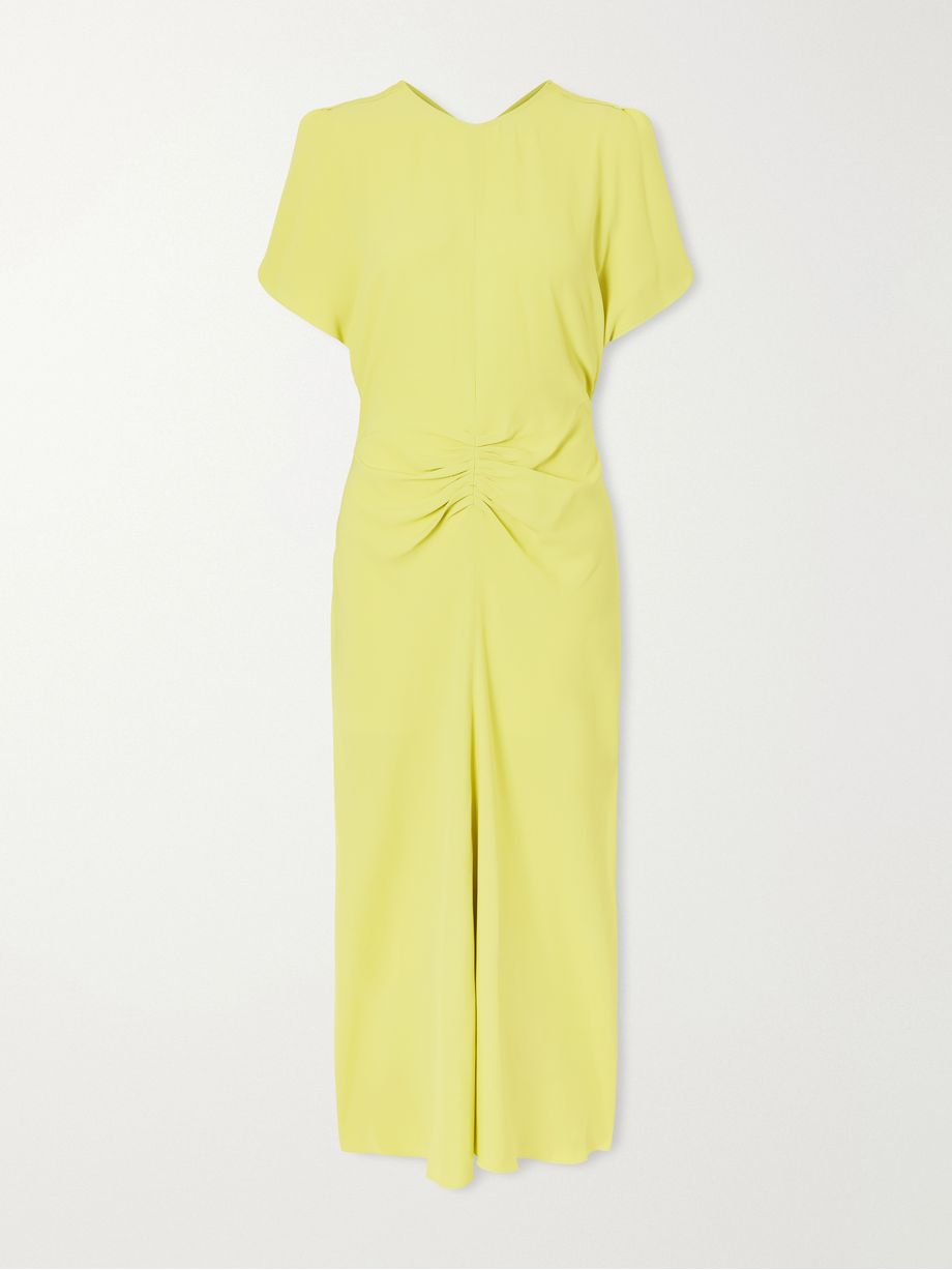 Bela gathered satin midi dress