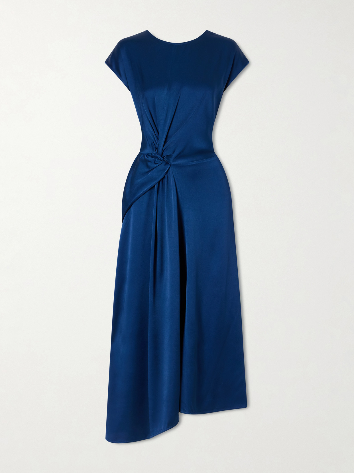 Victoria Beckham - Aria Twisted-front Satin Midi Dress - Blue
