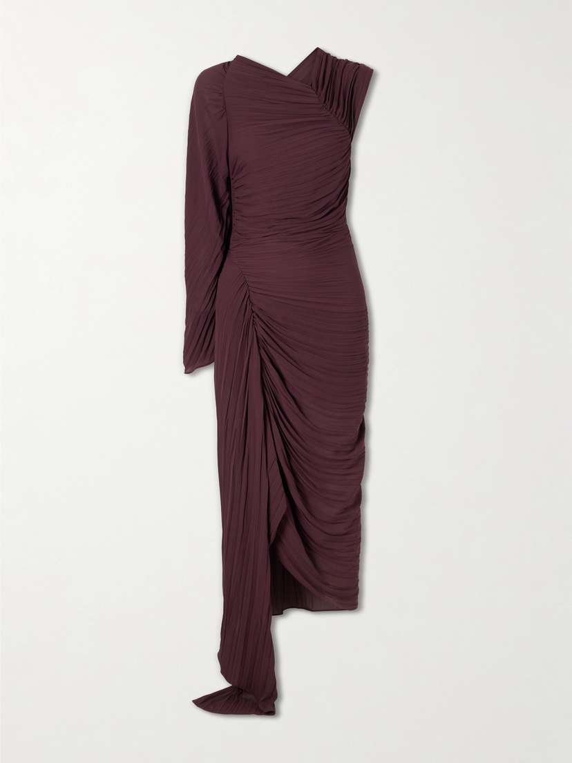 Victoria Beckham Off-the-shoulder Plissé Midi Dress