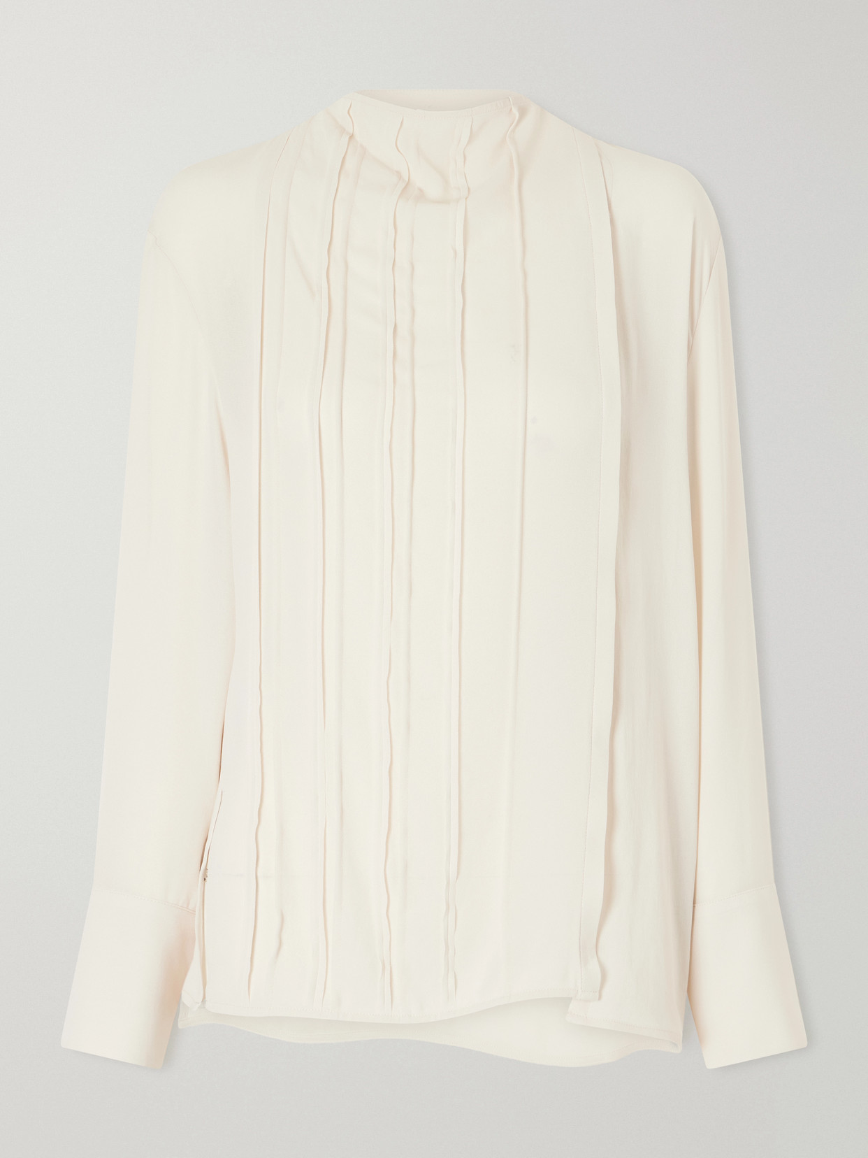 Victoria Beckham Pleated Georgette Blouse In Neutral