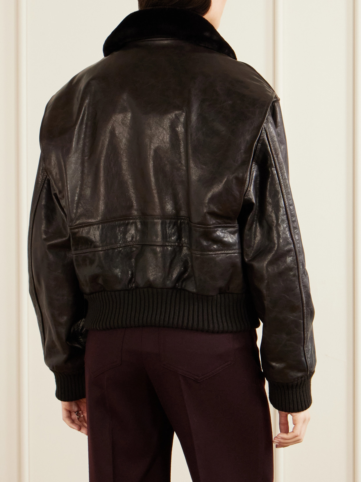 Aviator Shearling-Trimmed Jacket