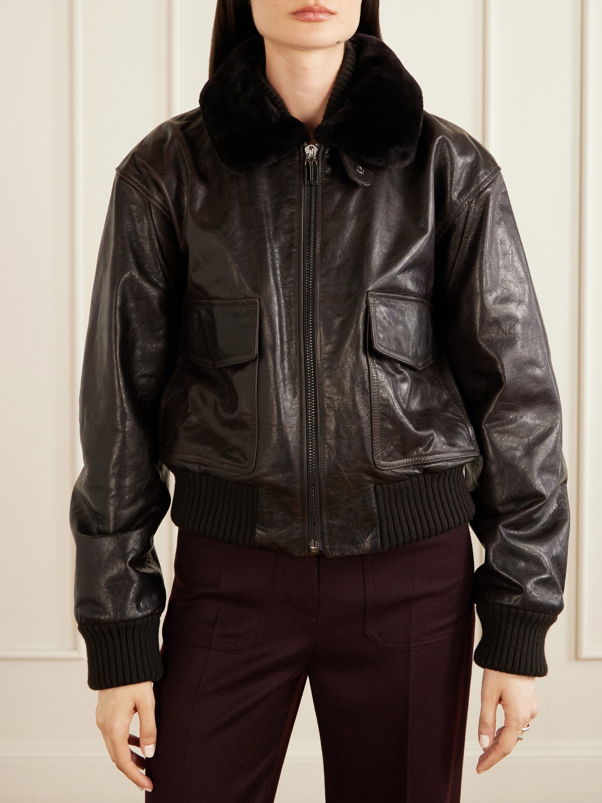 Aviator Shearling-Trimmed Jacket