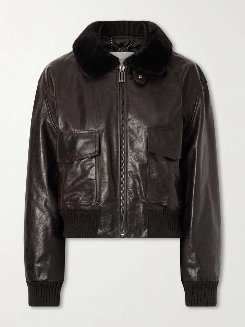 Victoria Beckham Aviator Shearling-trimmed Leather Jacket