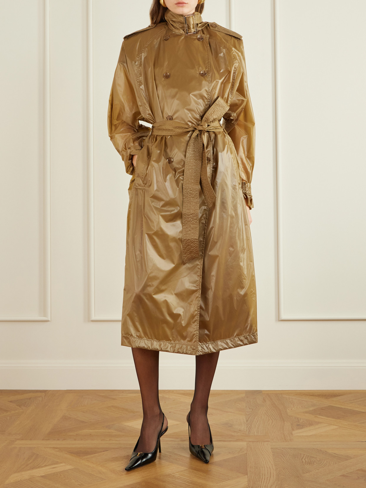 Double-Breasted Belted Trench Coat