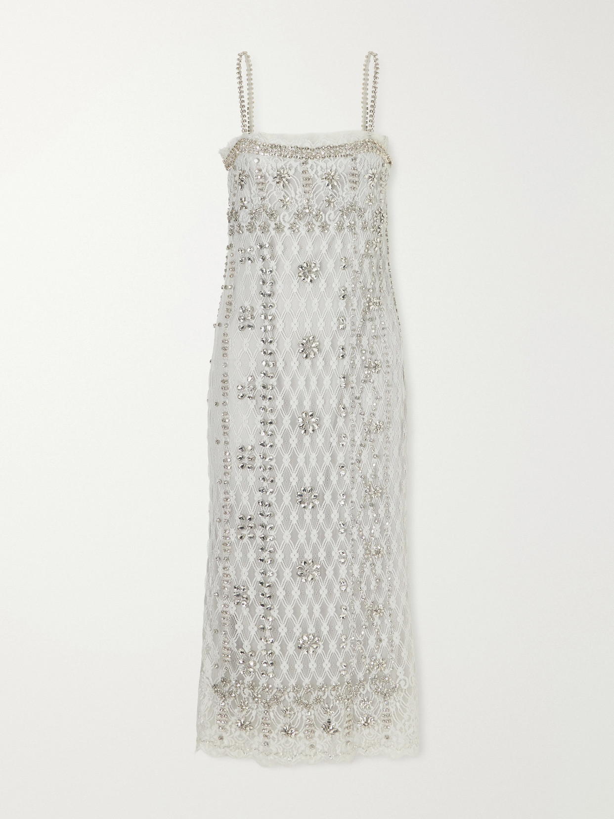 Costarellos Leona Crystal-embellished Lace Gown In Gray