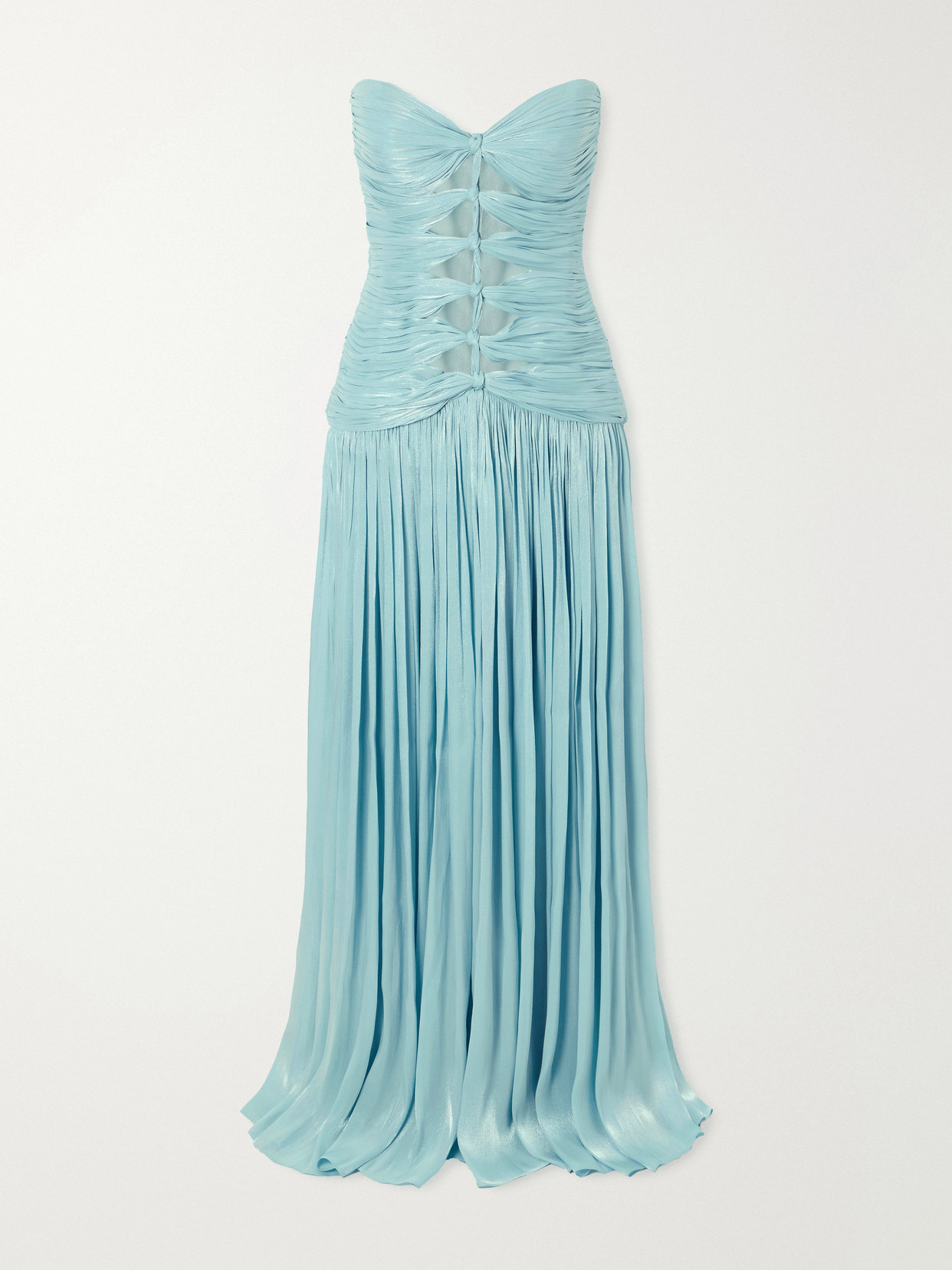 Costarellos Minari Strapless Lurex-georgette Gown In Blue