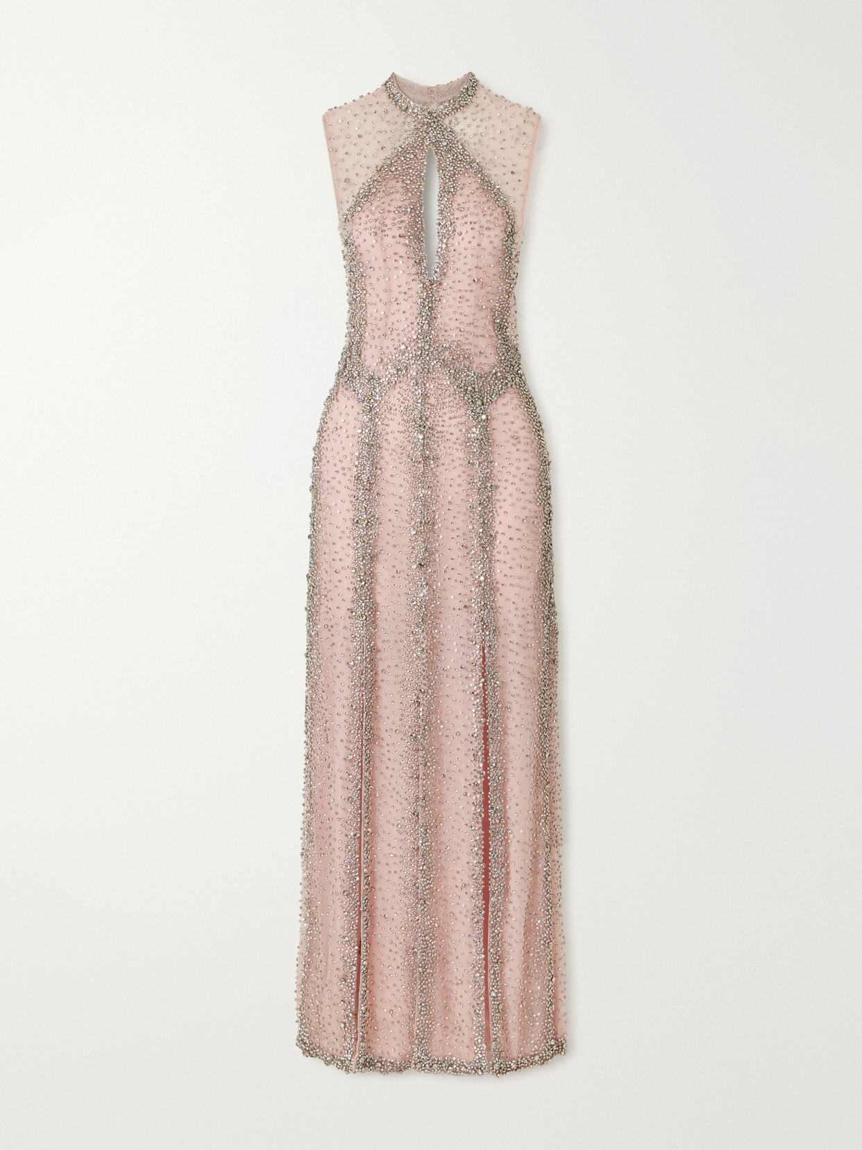 Costarellos Serena Crystal-embroidered Tulle Gown In Pink