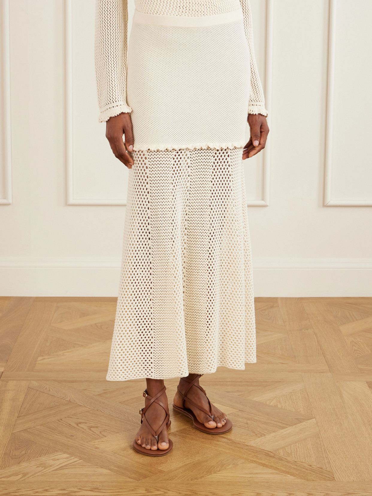 Mural Crocheted Cotton Midi