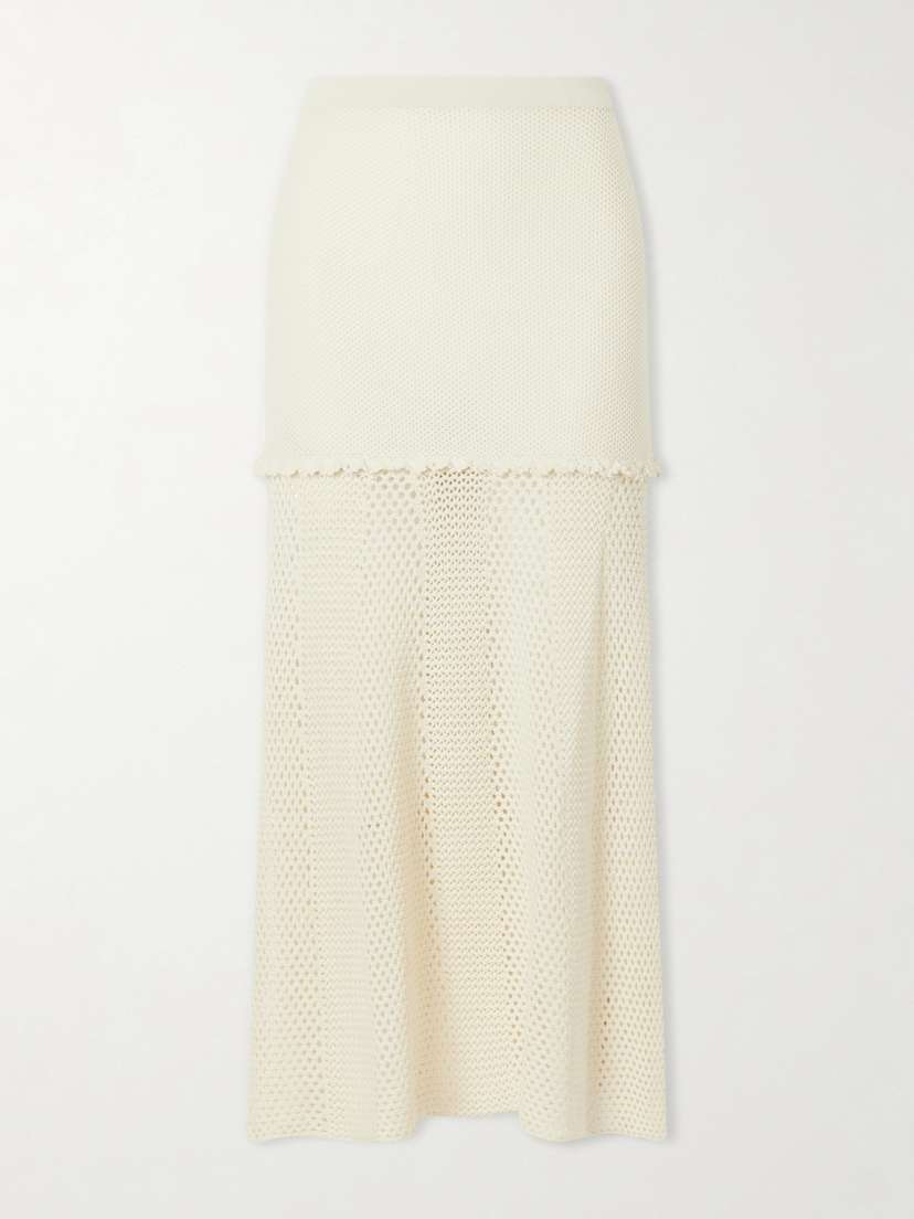ESCVDO Mural Crocheted Cotton Midi Skirt