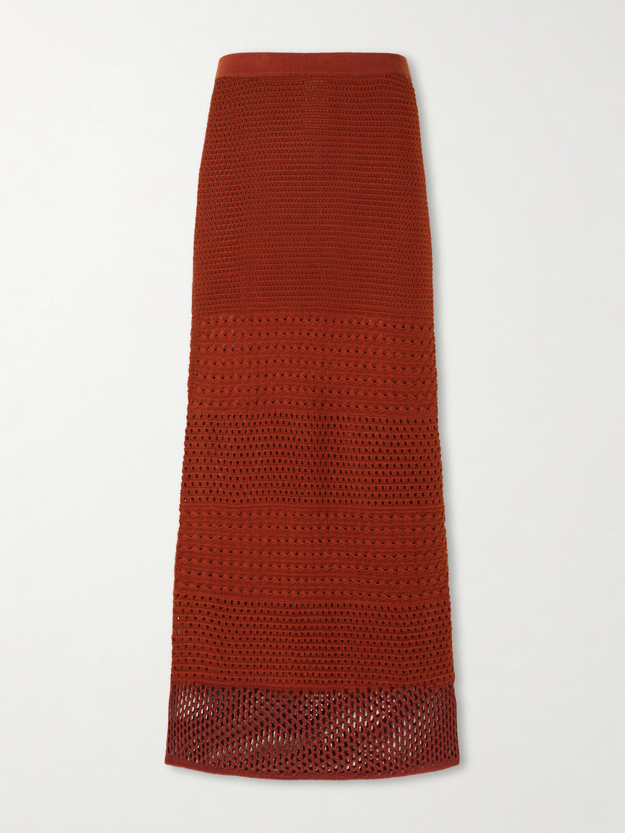 Escvdo Amada Crocheted Cotton Maxi Skirt In Red