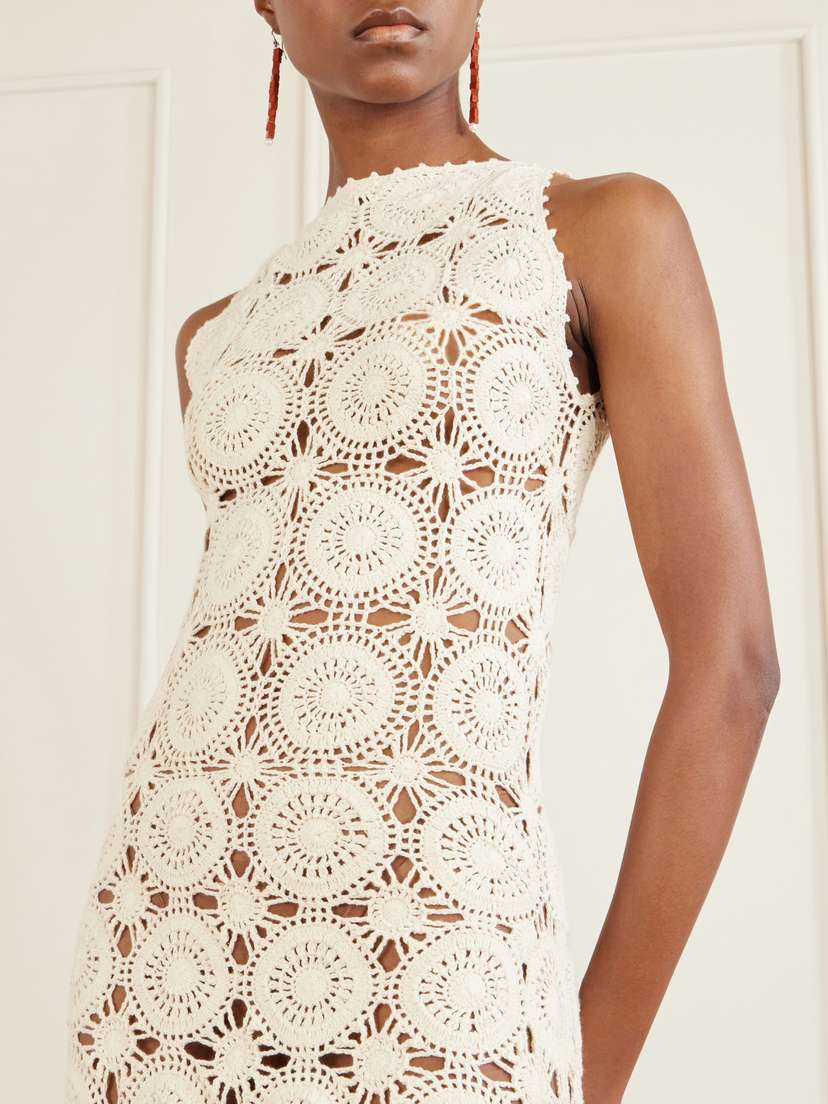 ESCVDO Siula Crocheted Cotton Halterneck Maxi Dress | Thumbnail 4
