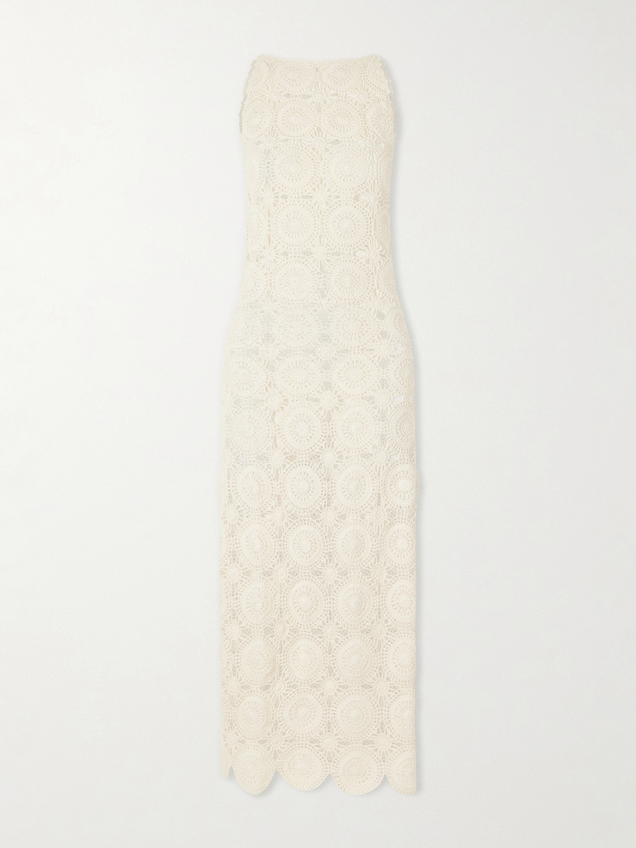 Escvdo Siula Crocheted Cotton Halterneck Maxi Dress In Neutral