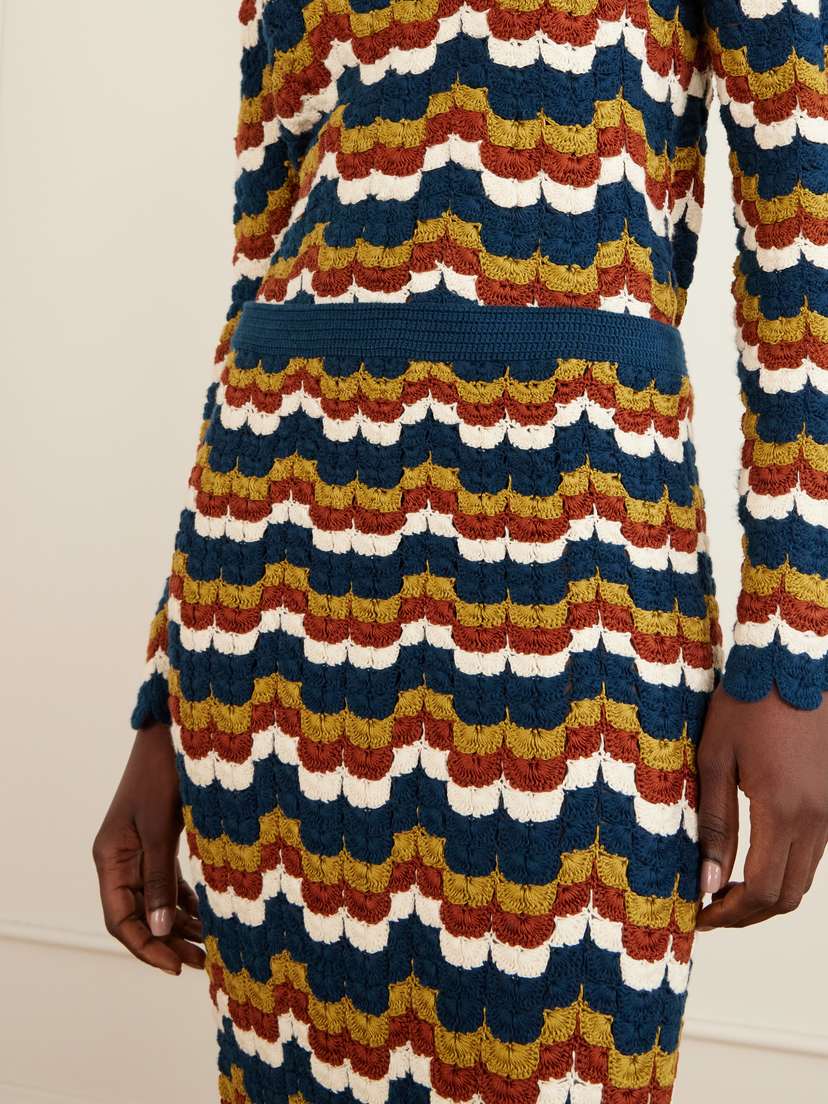 ESCVDO Lucero Striped Crocheted Cotton Midi Skirt | Thumbnail 5 ESCVDO Lucero Striped Crocheted Cotton Midi Skirt | Thumbnail 5