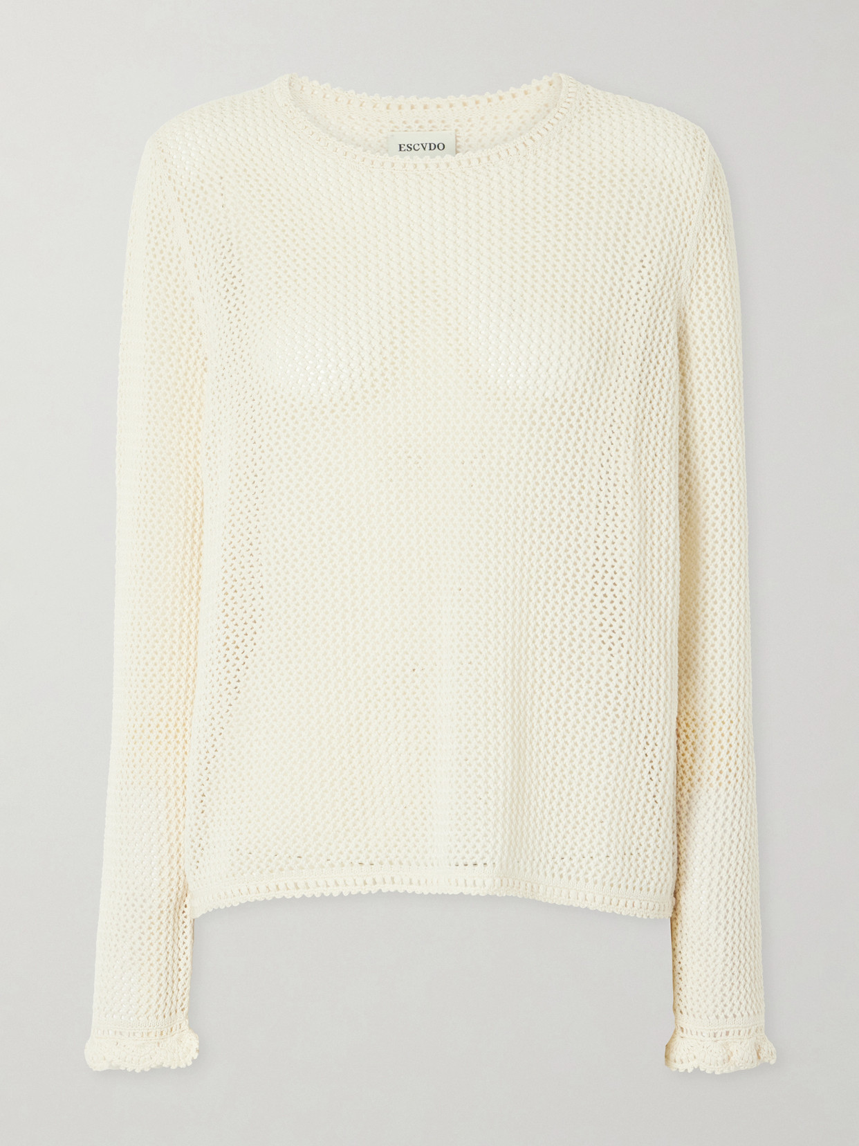 Escvdo Mural Crocheted Cotton Blouse In Neutral