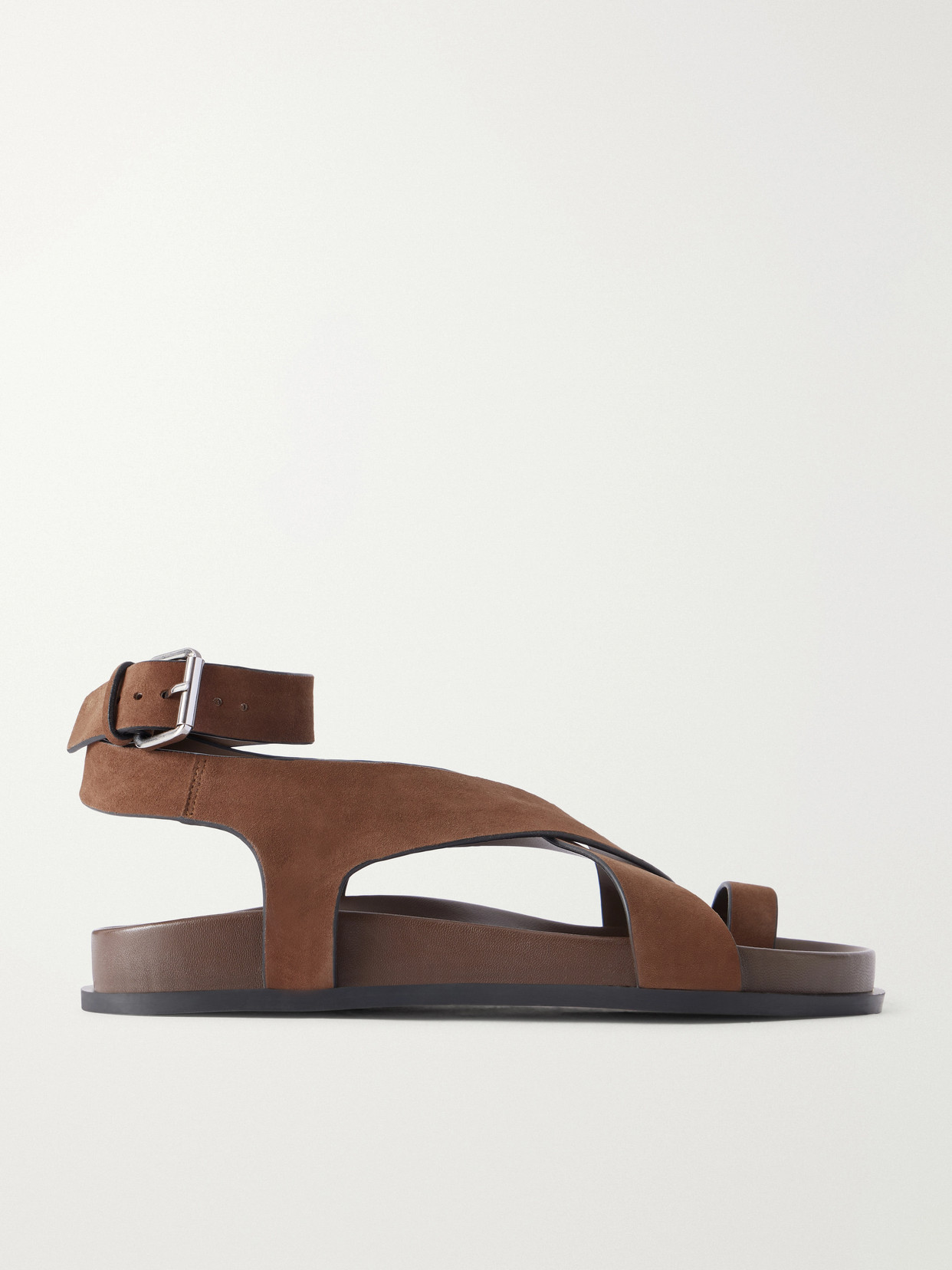 A.emery Jalen Crossed Suede Sandals In Brown