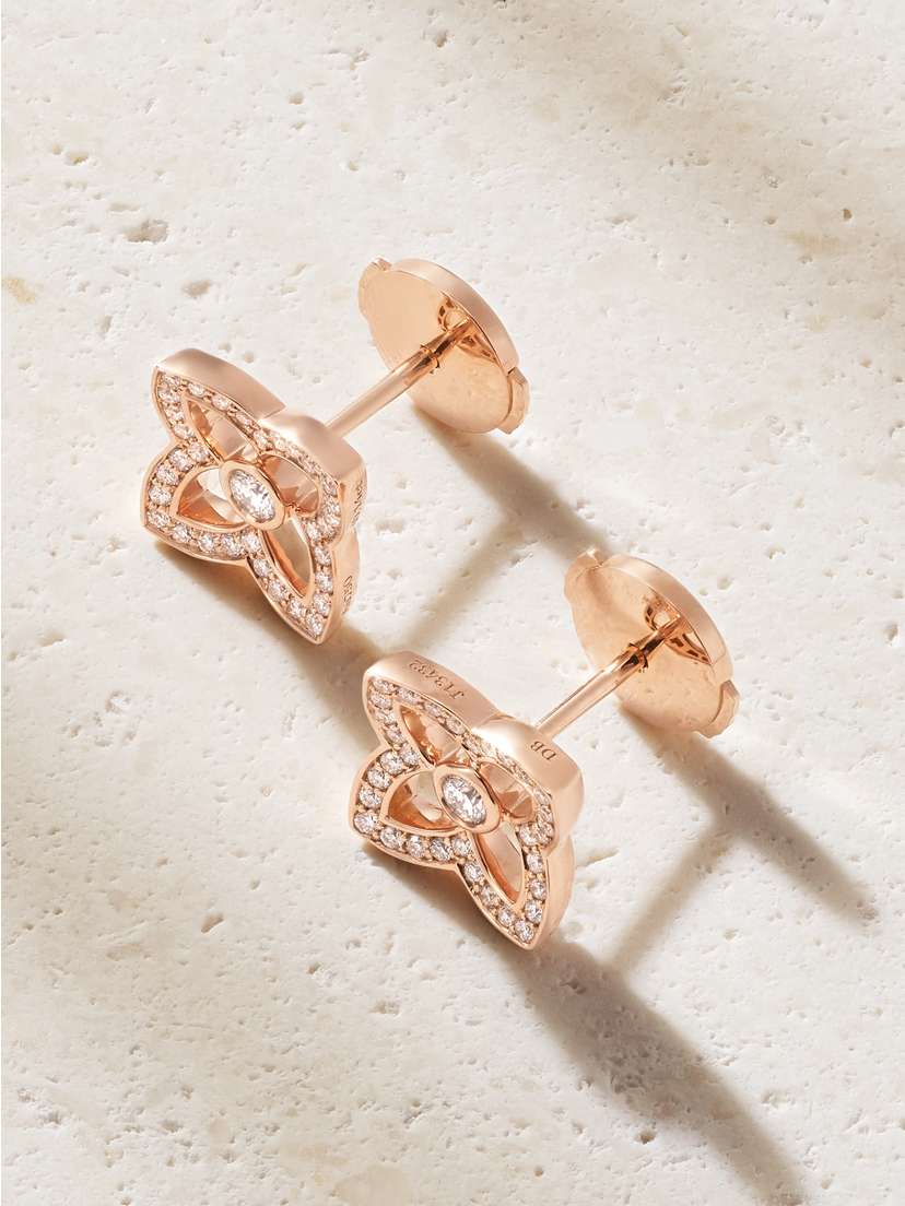 De Beers London Lotus By De Beers 18-karat Rose Gold Diamond Earrings