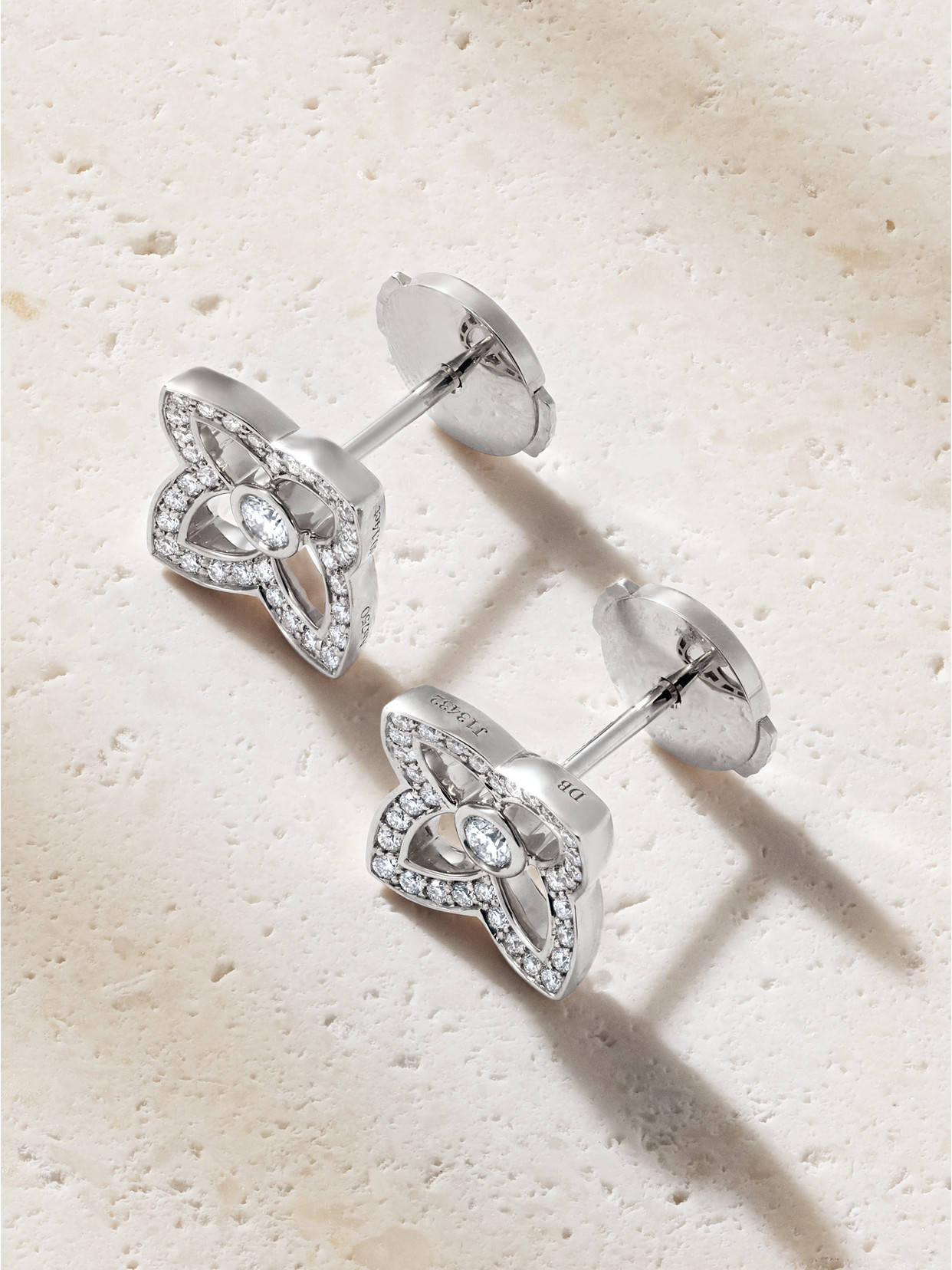 De Beers Enchanted Lotus Bloom 18-karat White Gold Diamond Earrings In Silver
