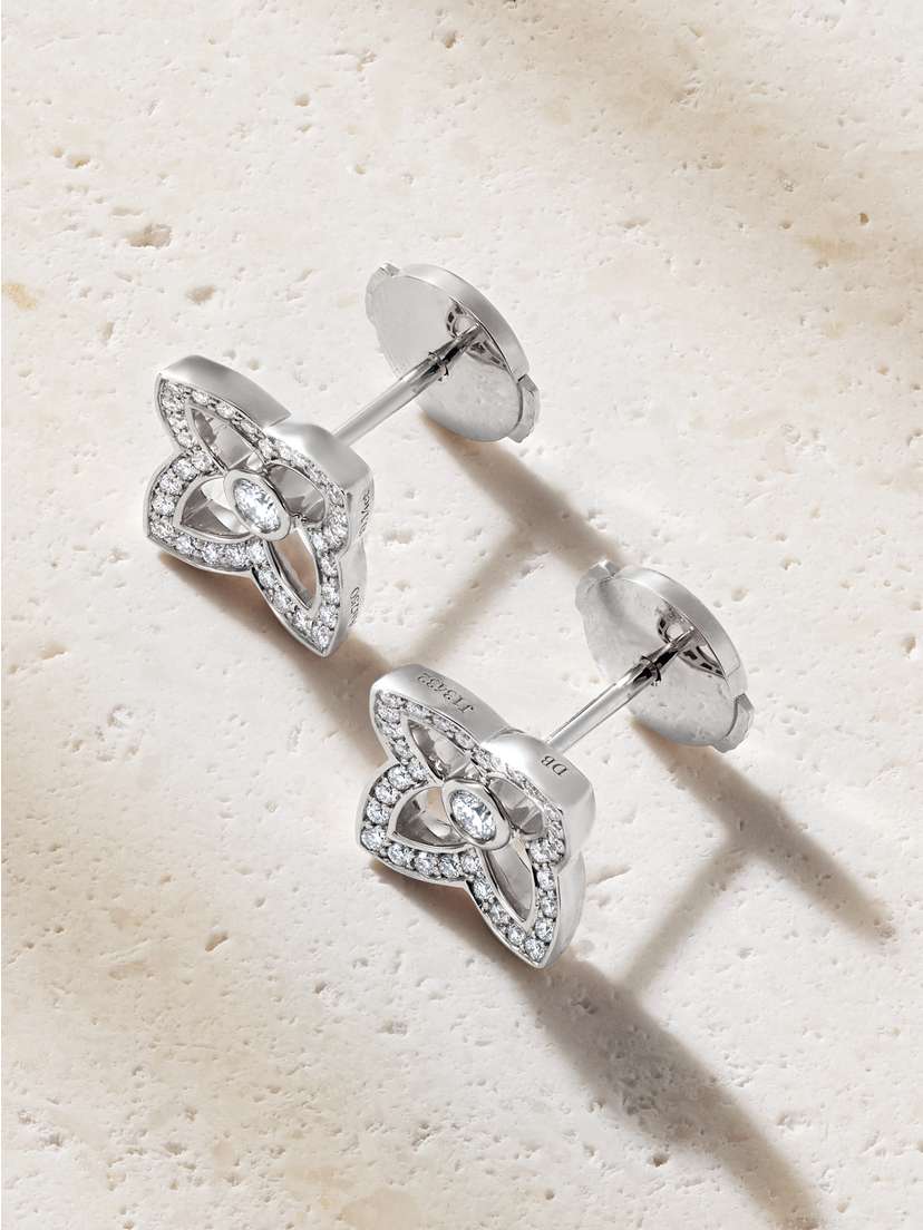 De Beers London Lotus By De Beers 18-karat White Gold Diamond Earrings