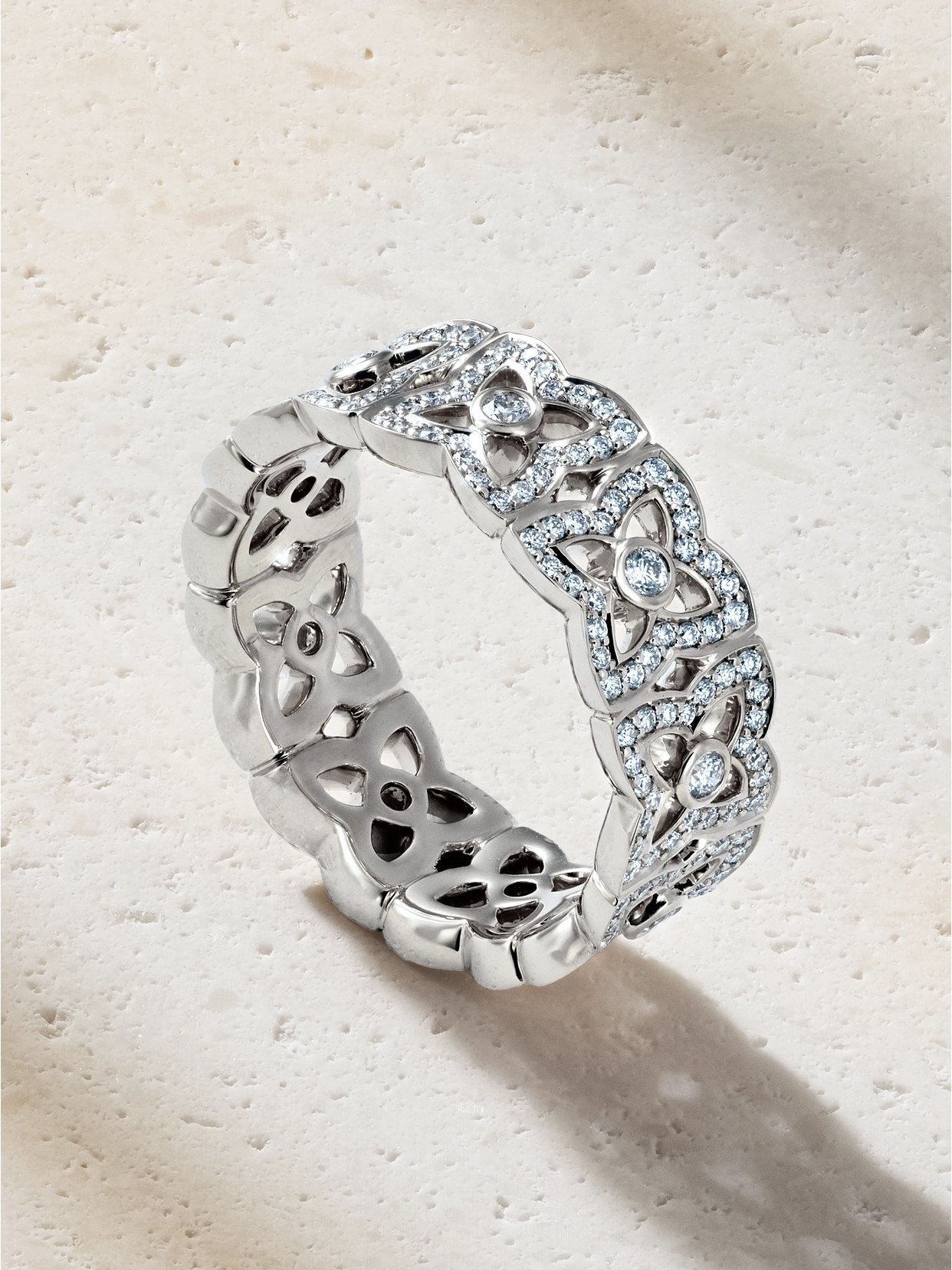 De Beers Enchanted Lotus Bloom 18-karat White Gold Diamond Ring In Metallic