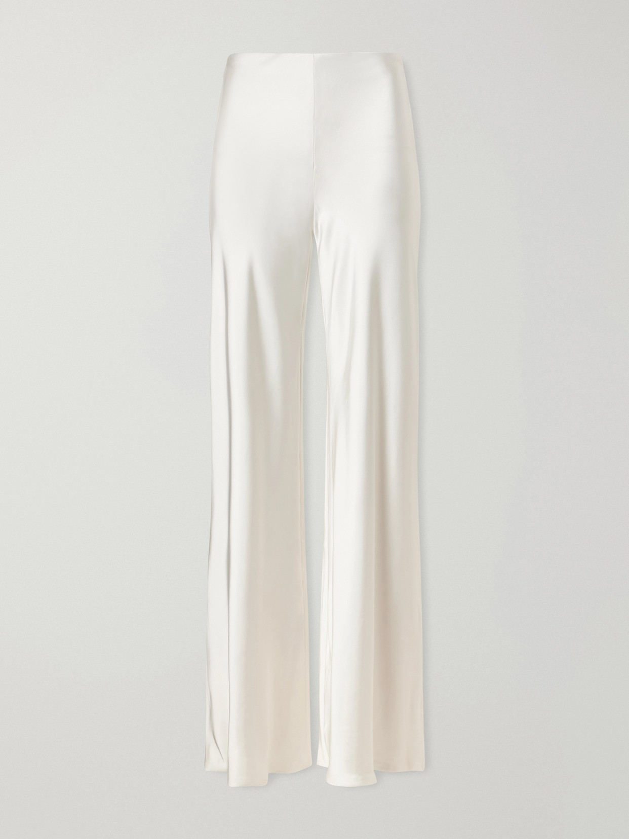 Norma Kamali Satin High-rise Wide-leg Pants In White