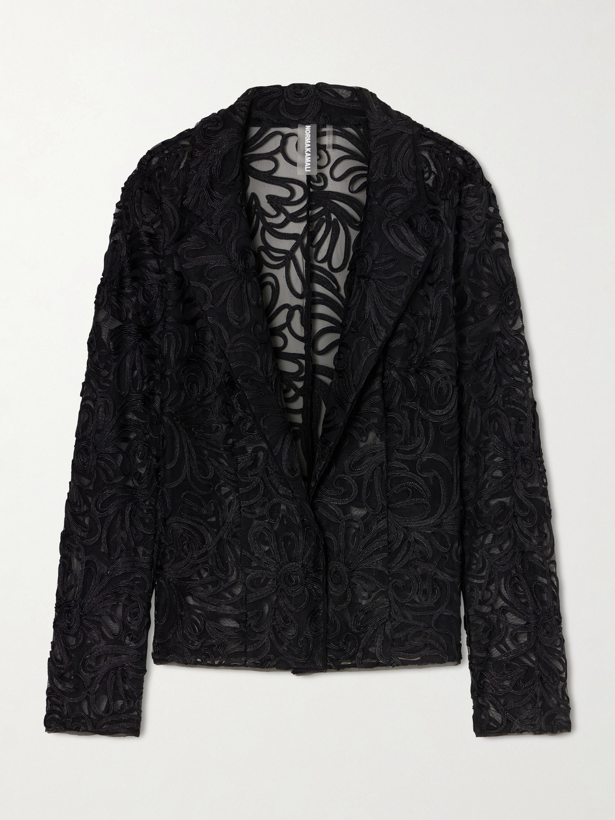 Norma Kamali Embroidered Mesh Evening Jacket In Black