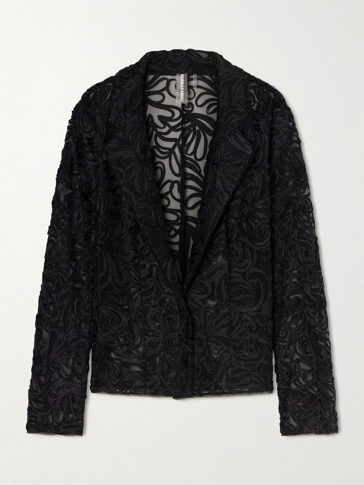 Embroidered mesh evening jacket