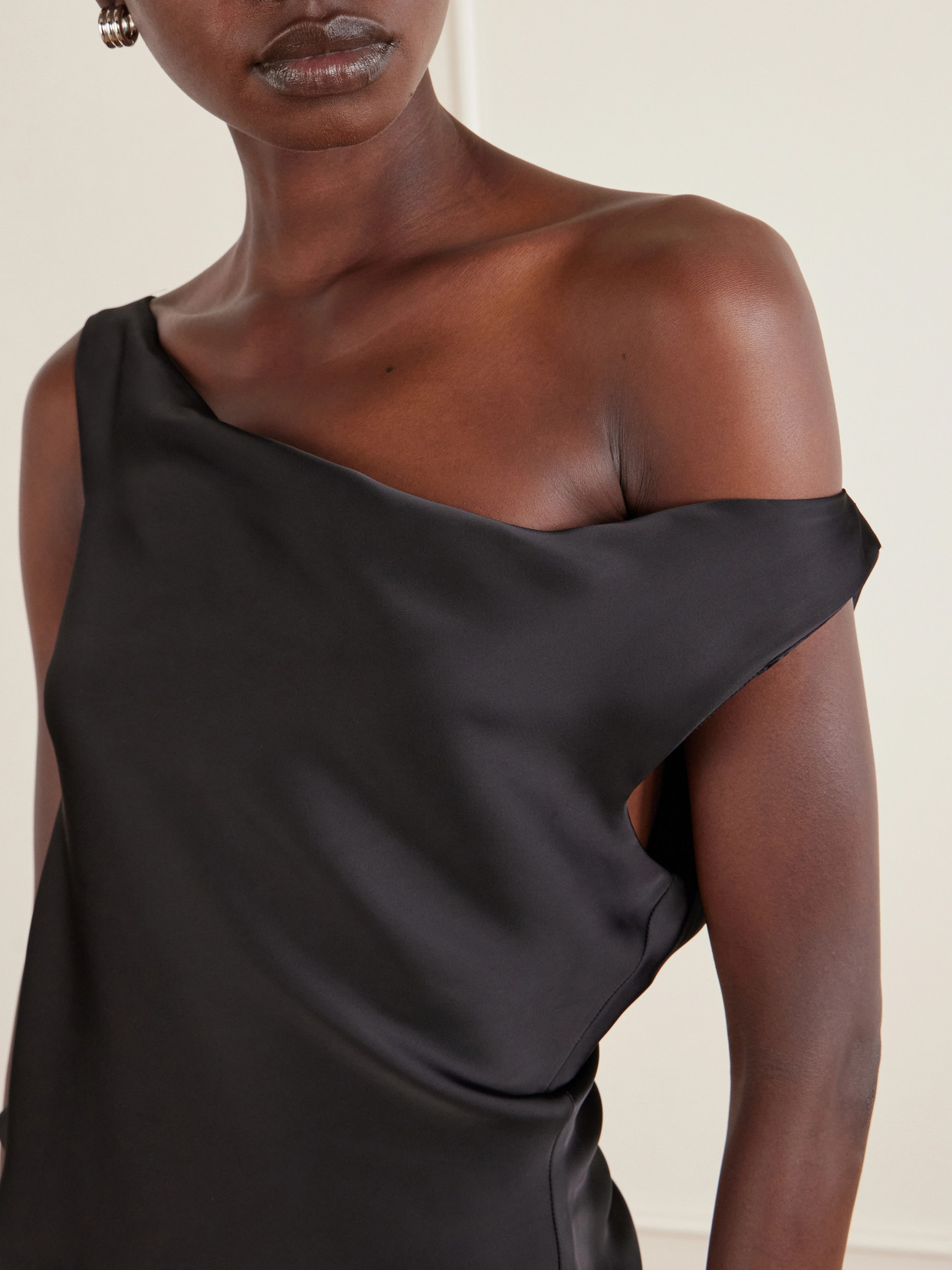 Maria Satin One-Shoulder Top