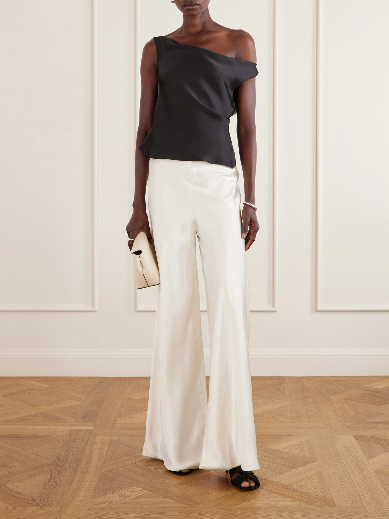 Maria Satin One-Shoulder Top