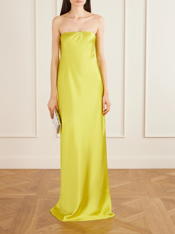 Norma Kamali Bias strapless satin gown