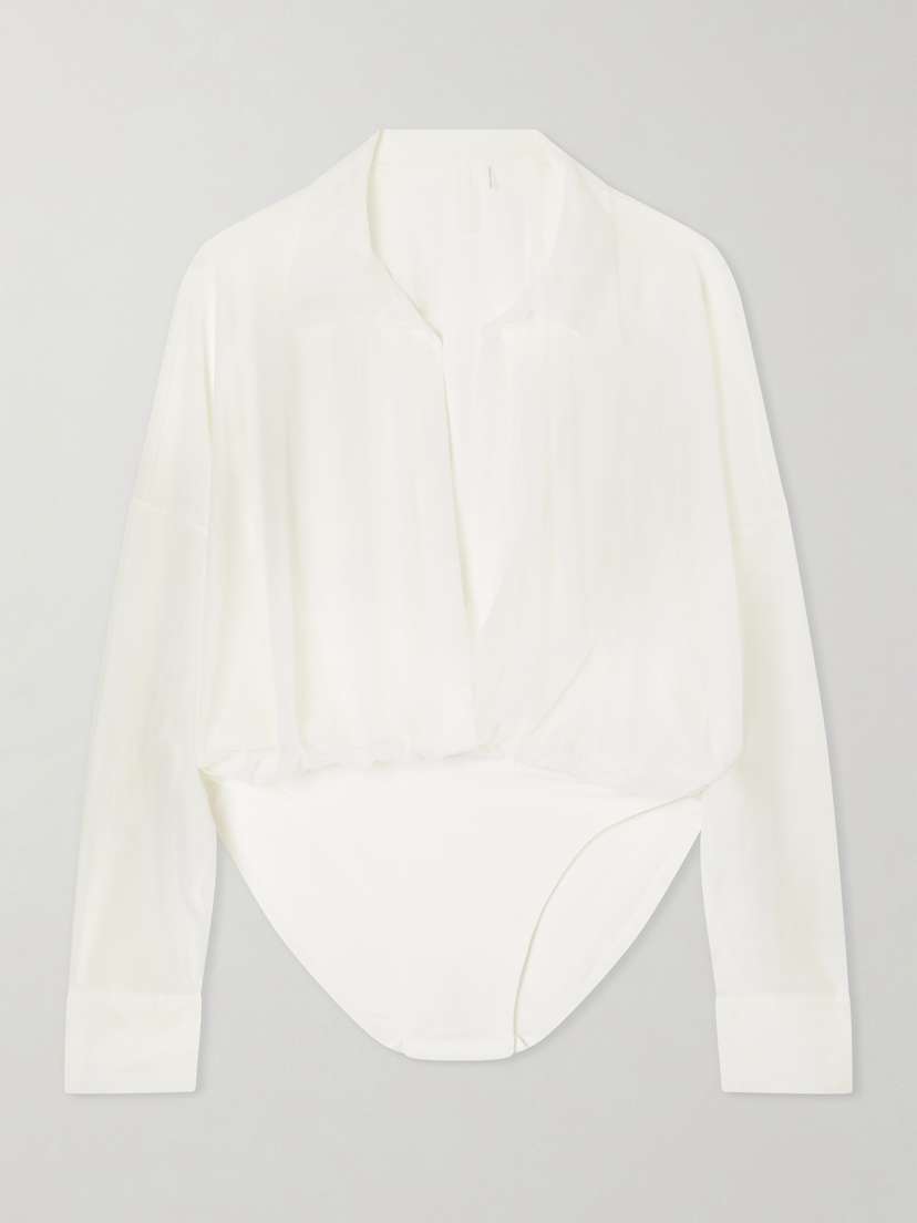 Norma Kamali Oversized Boyfriend Mesh Bodysuit | Thumbnail 5