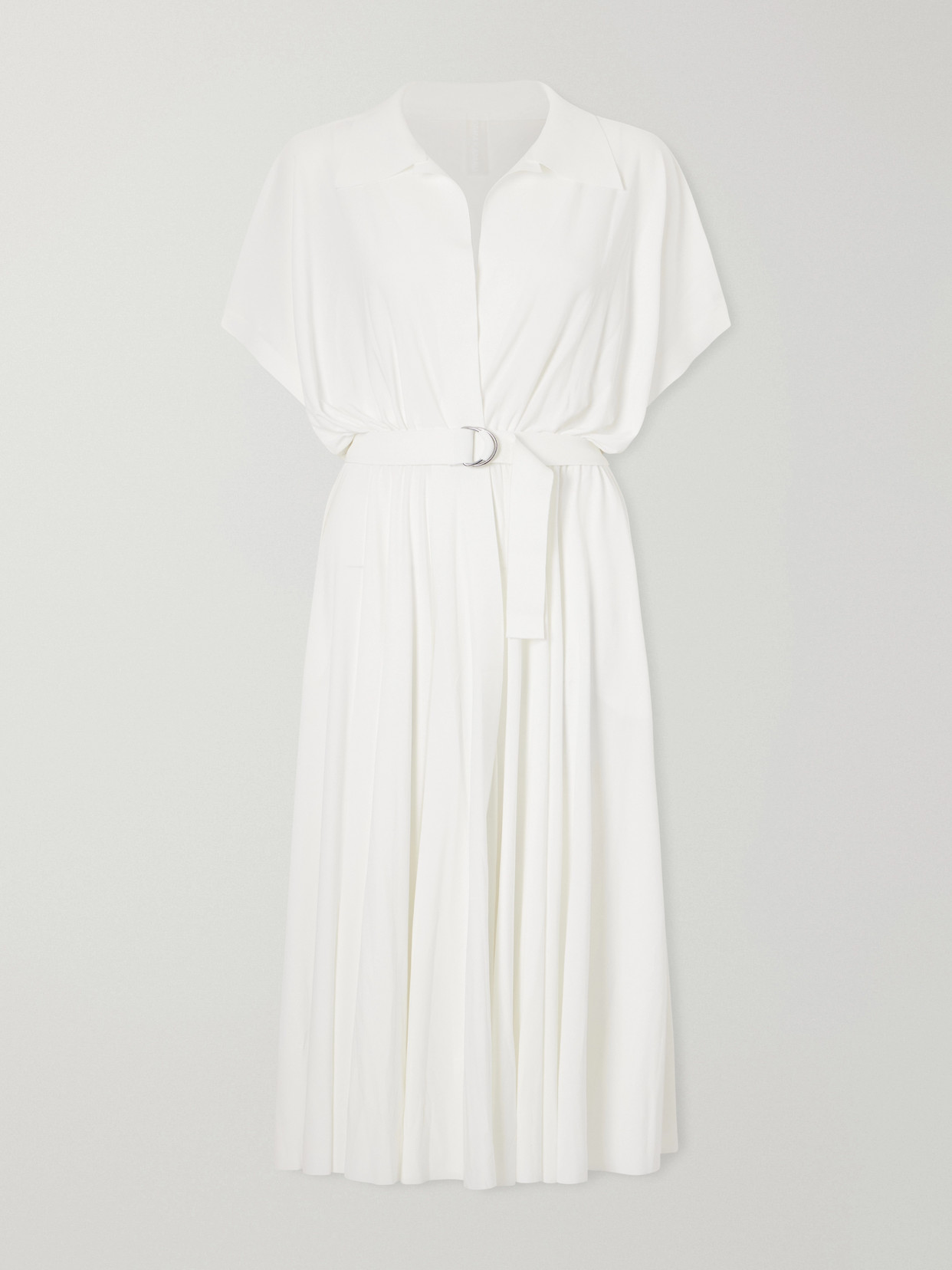 Norma Kamali Belted Jersey Midi Dress In White