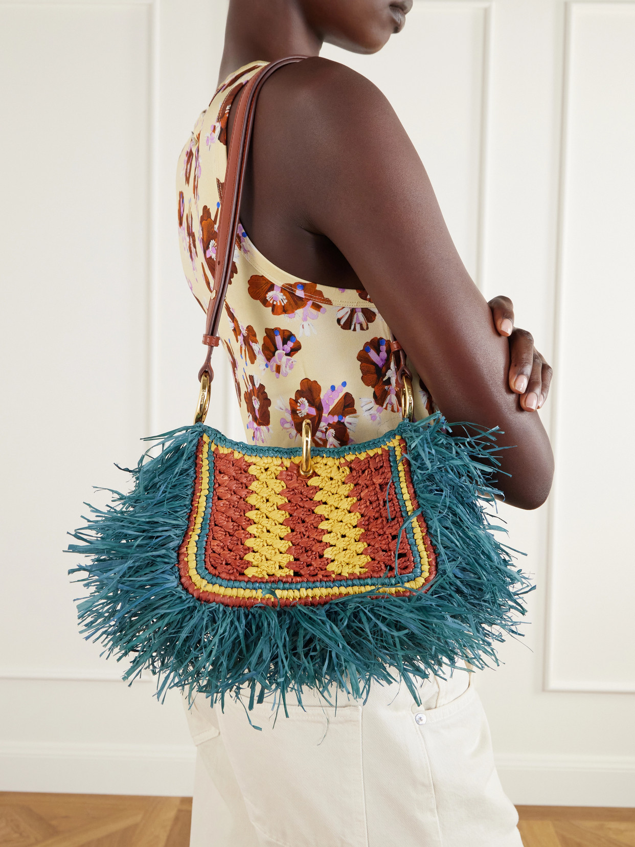 Fringed Raffia Shoulder Bag