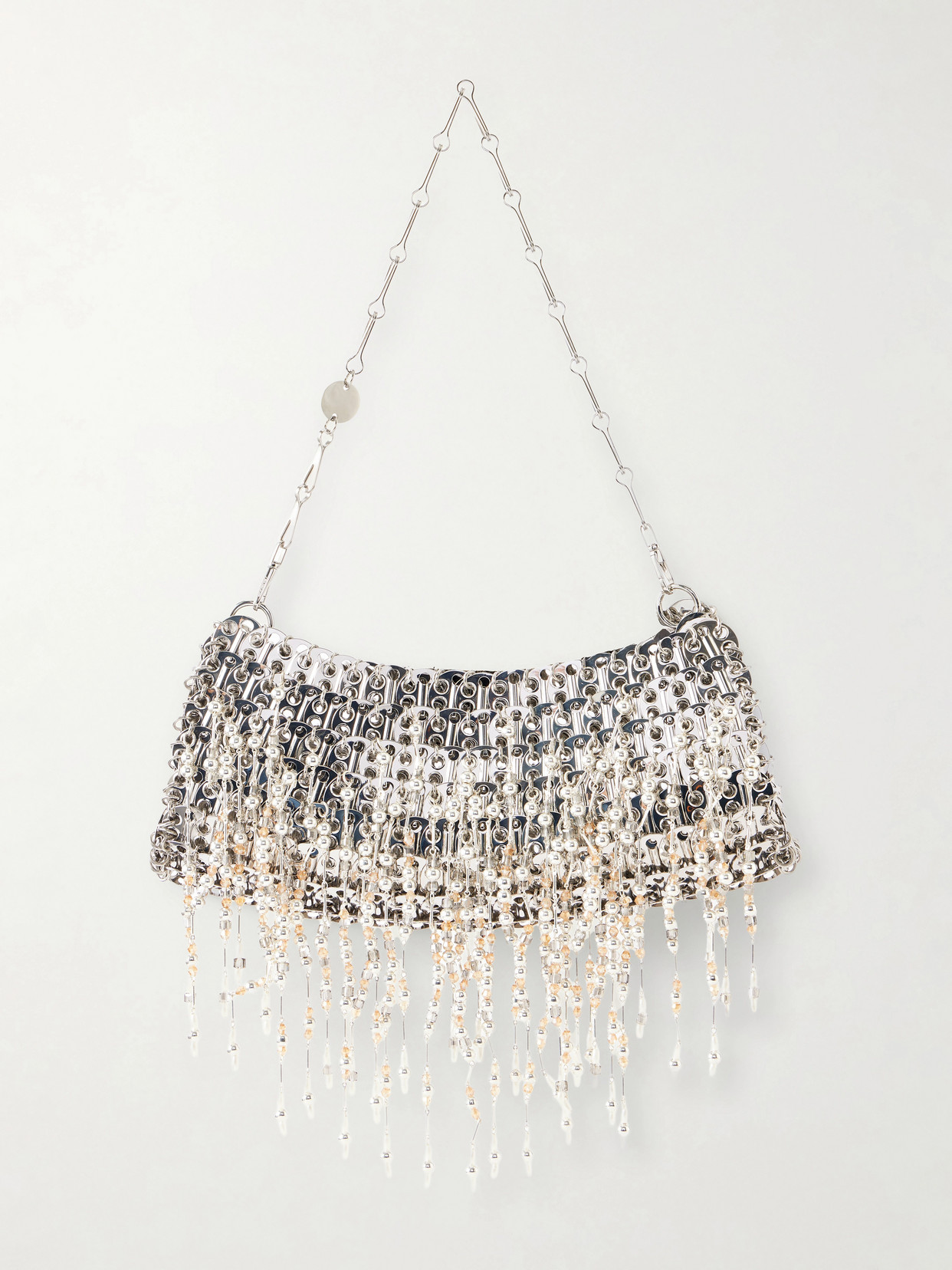 Rabanne Sac A Main Beaded Chainmail Shoulder Bag In Silver