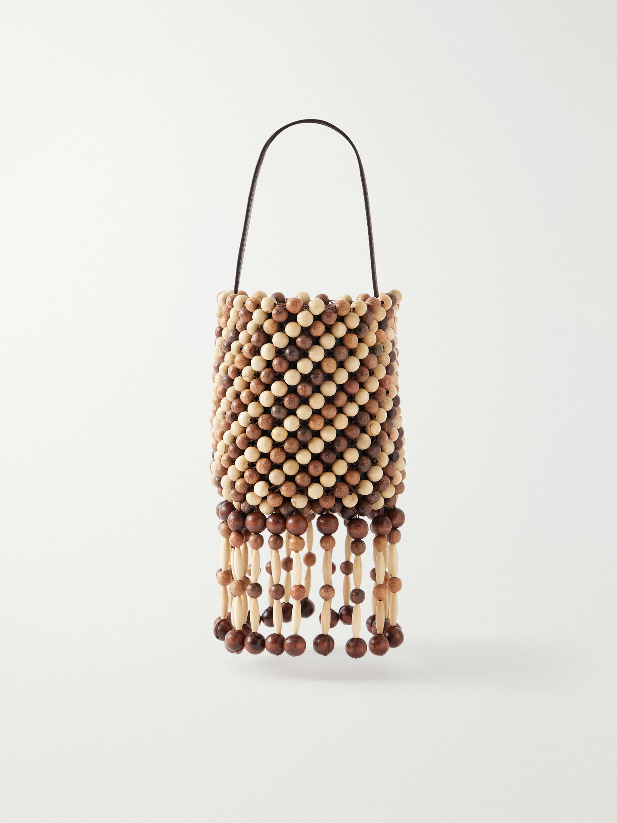 Rabanne Beaded Mini Wood Shoulder Bag In Metallic
