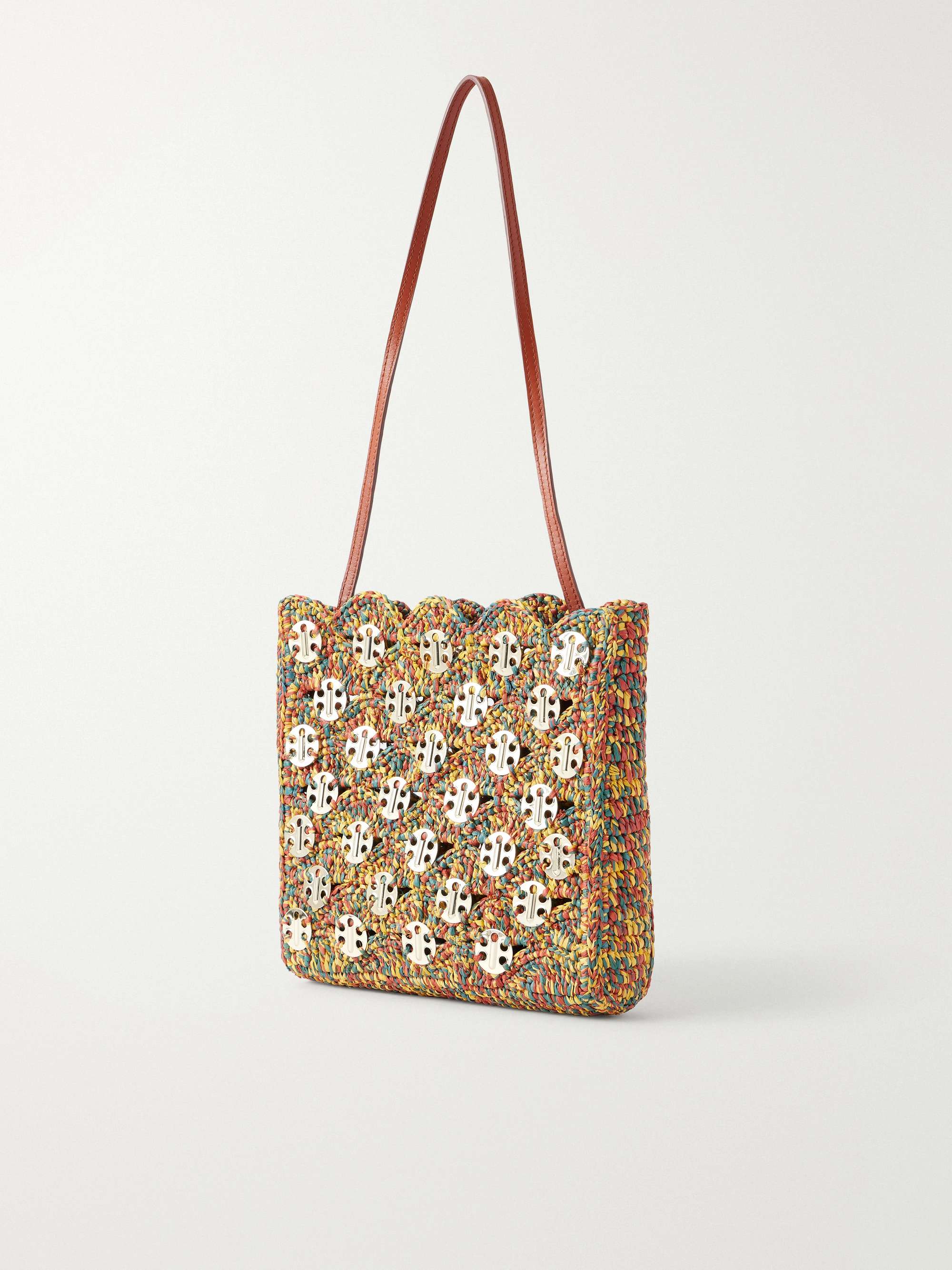 RABANNE 1969 embellished raffia shoulder bag | NET-A-PORTER