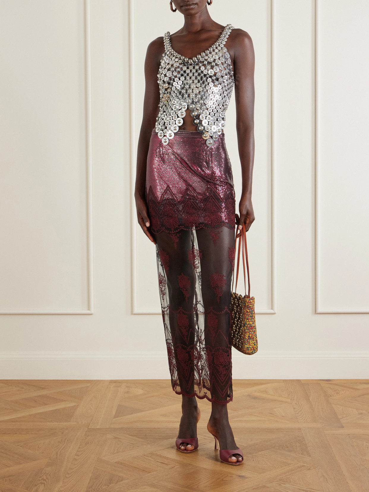 1969 Embellished Raffia Shoulder Bag
