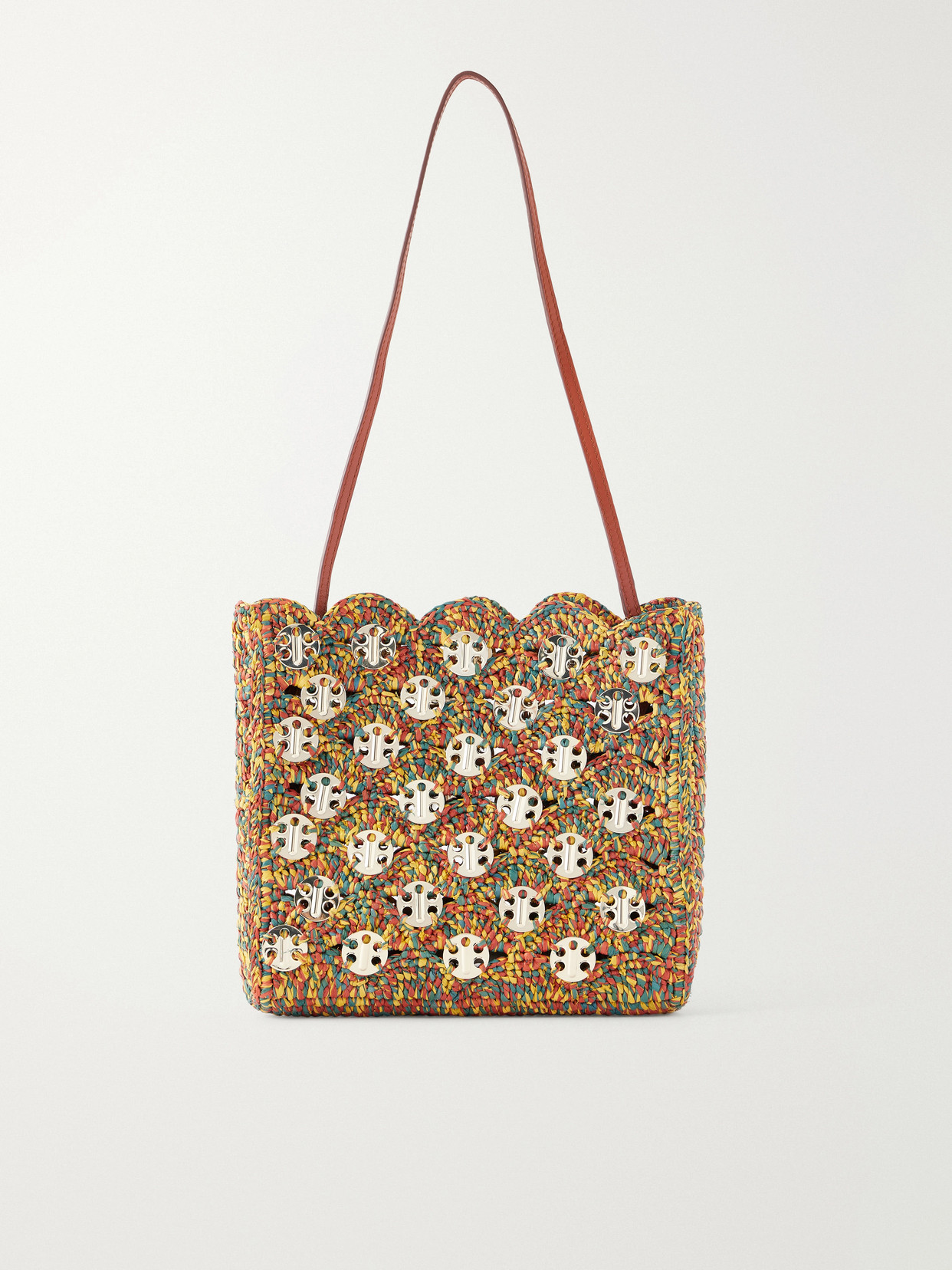 Rabanne 1969 Embellished Raffia Shoulder Bag In Multi