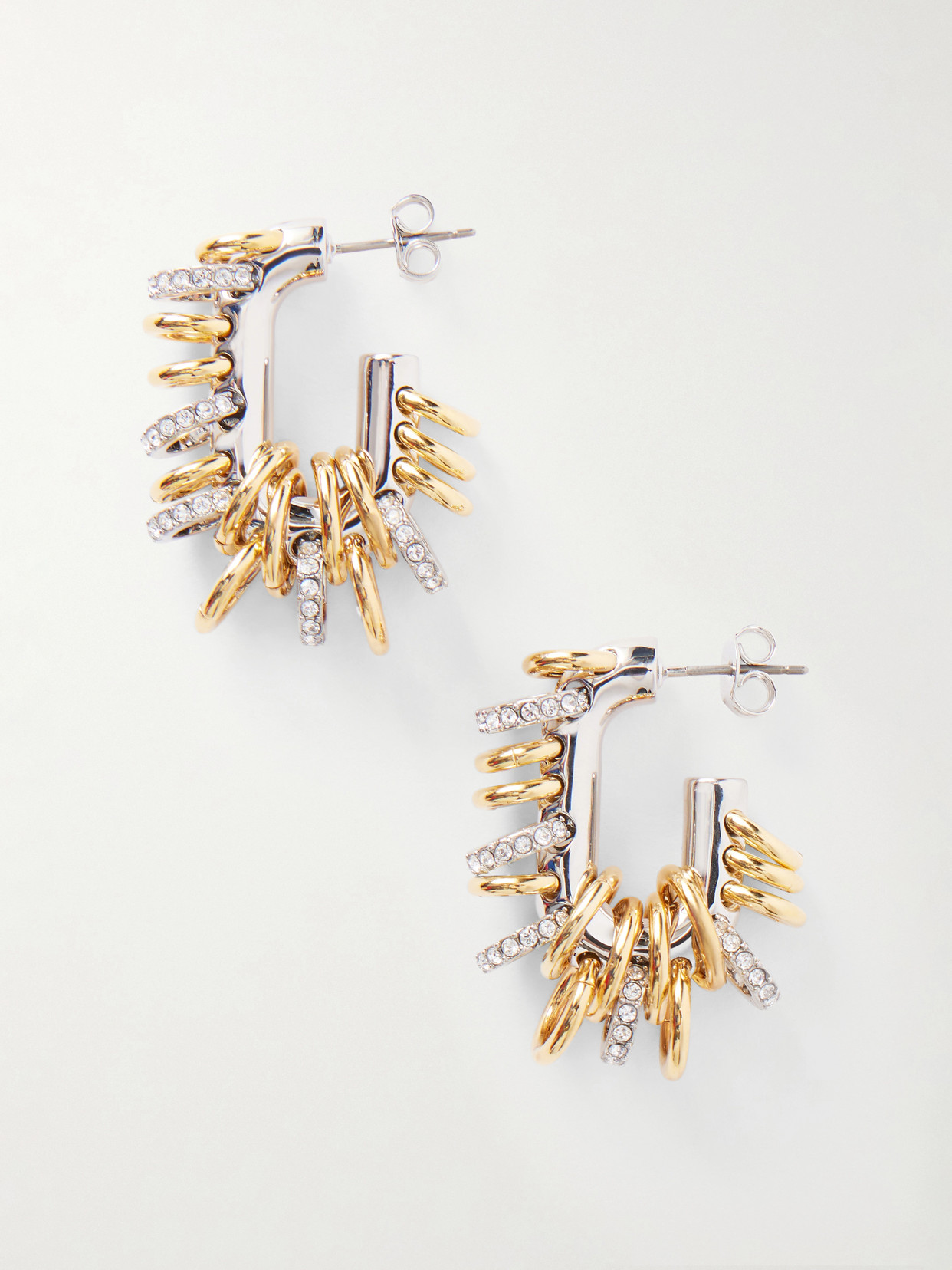 Rabanne Punk Xl Two-tone Silver And Gold Earrings